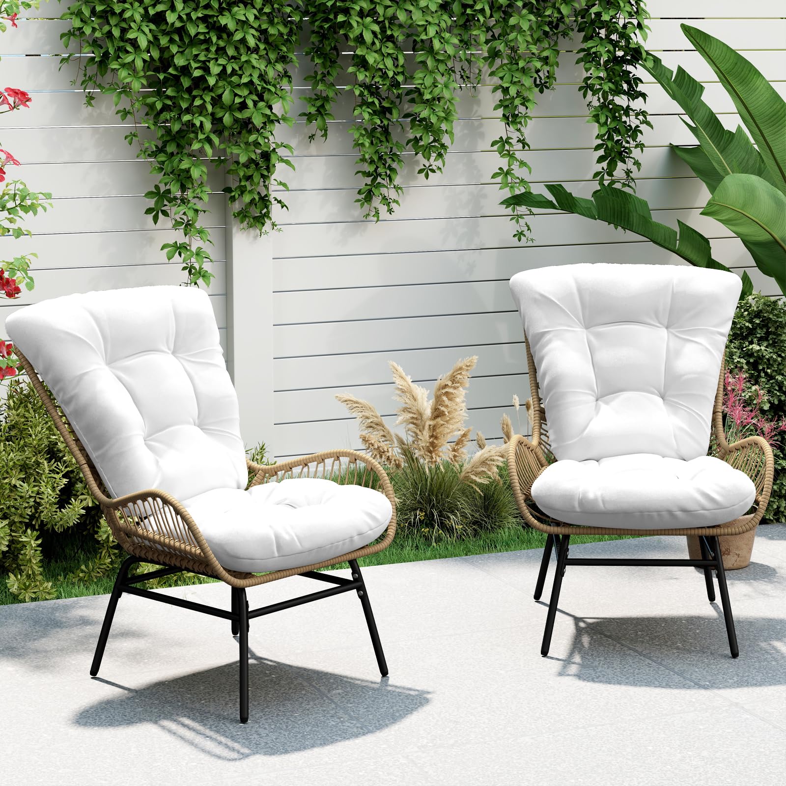 2 Rotan Vouwstoelen voor de Patio Draagbare Buiten Kampeerstoelen Bruin - Costway 2 Rotan Vouwstoelen voor de Patio Draagbare Buiten Kampeerstoelen Bruin - Costway