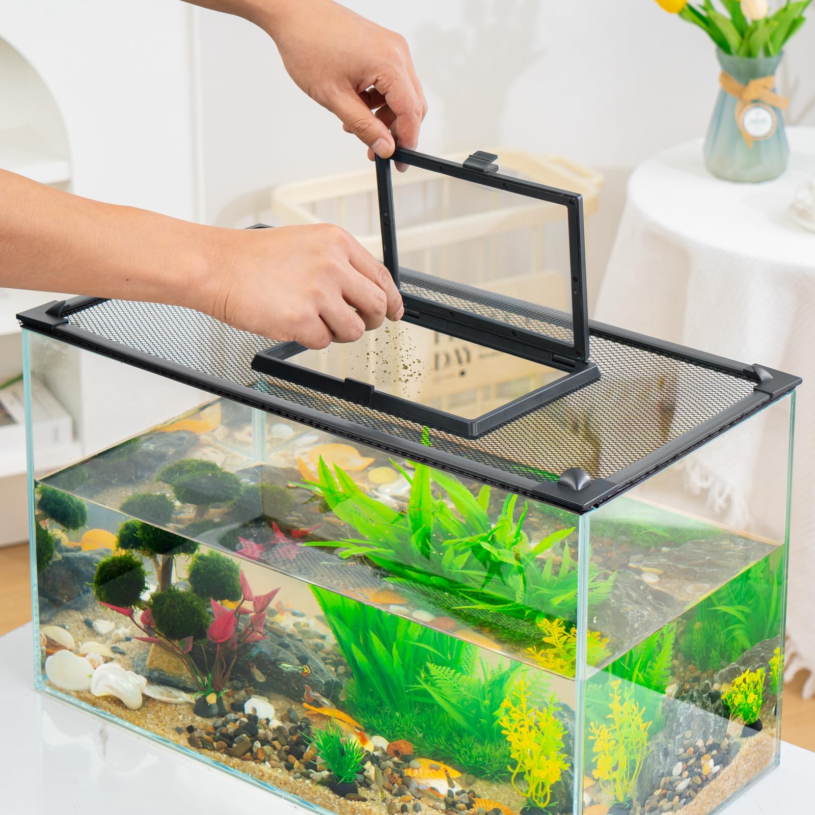 Uross Couvercle d'aquarium avec fenêtre