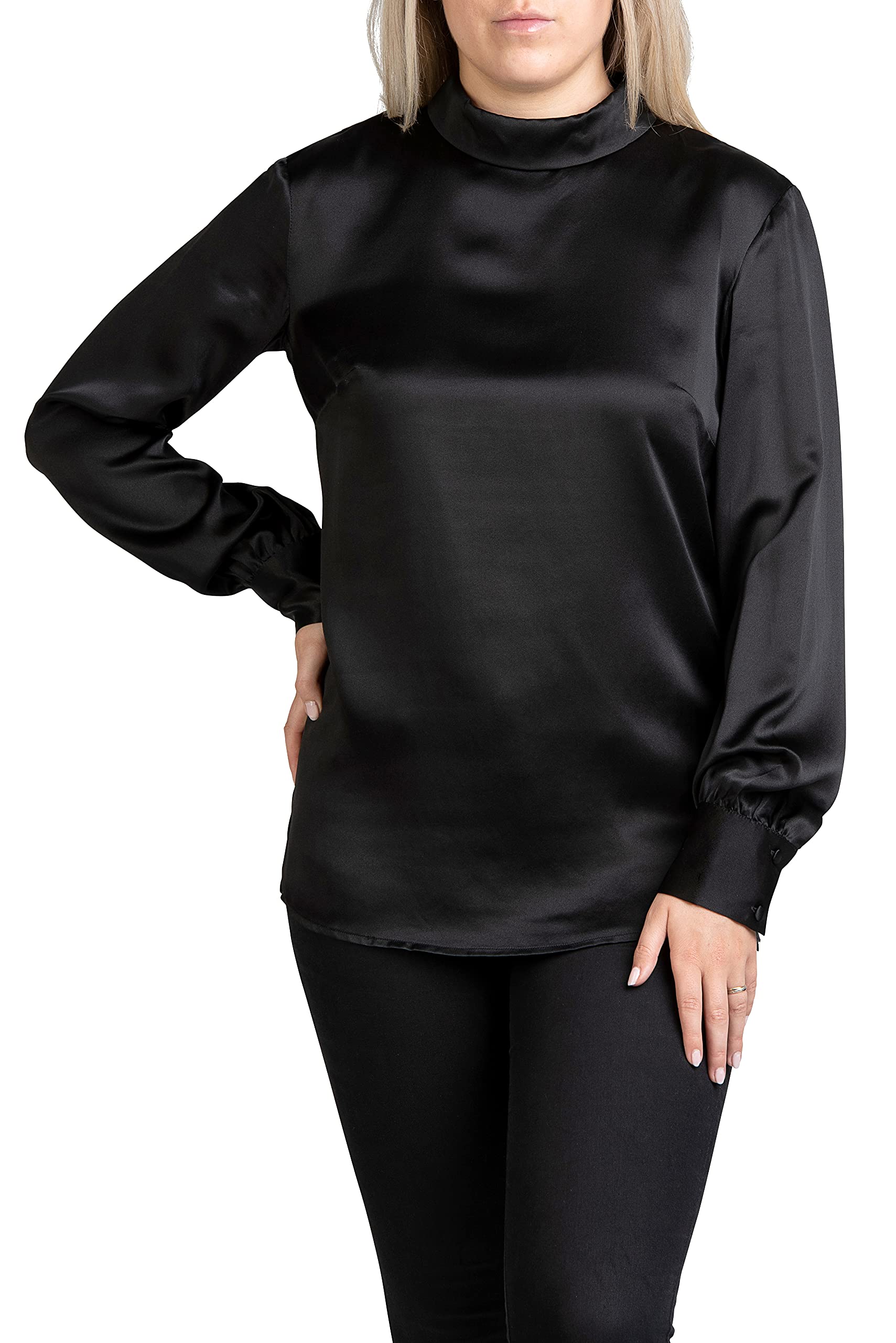 Posh Gear Donna Blusa de Seta Satinoseta 100% Seta