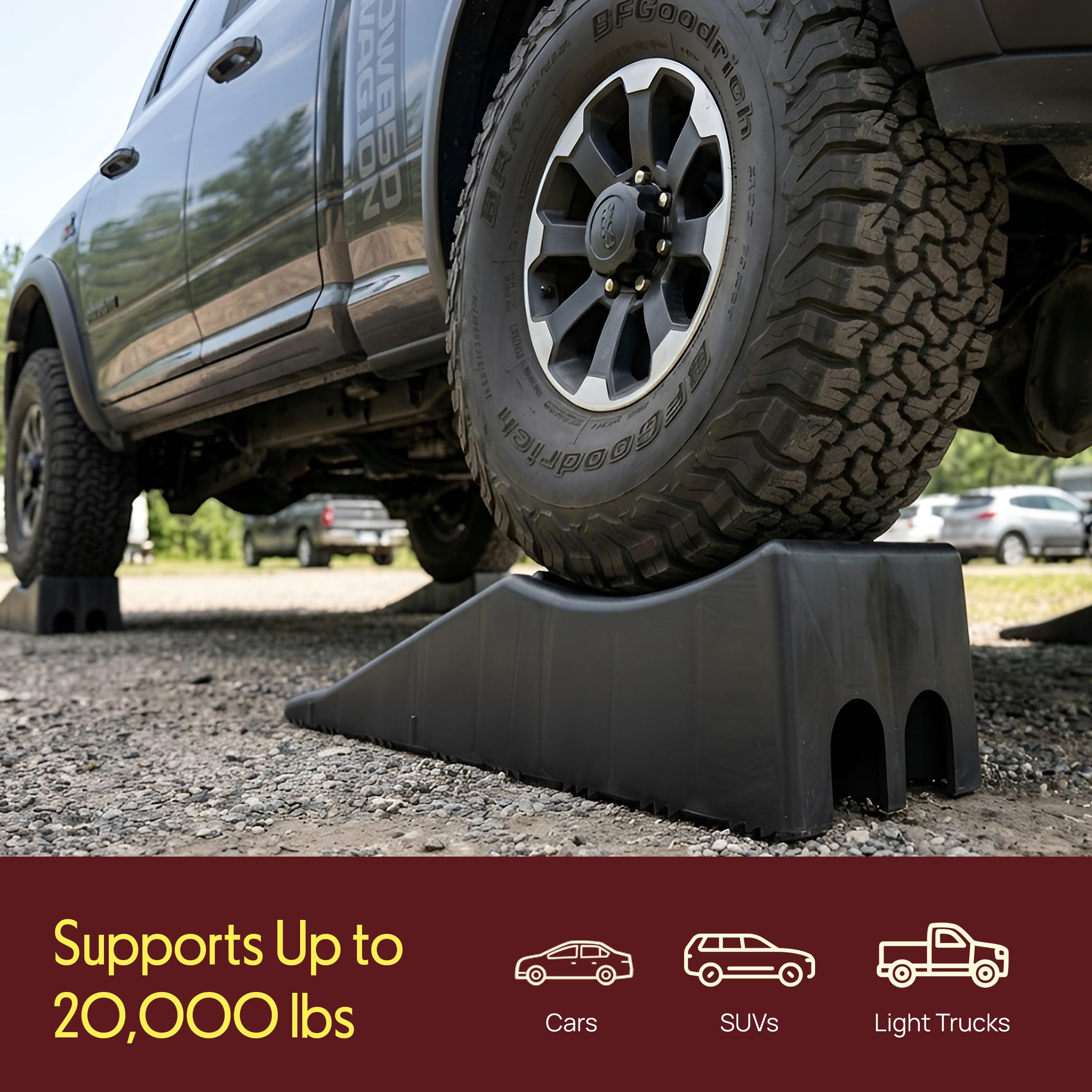 Pyle 1 rampa per veicoli, capacità di 9071,8 kg, per camion, SUV e camper, con sollevamento di 14 cm e superficie ruvida antiscivolo, rampa per cambio olio, leggera con maniglia, nera