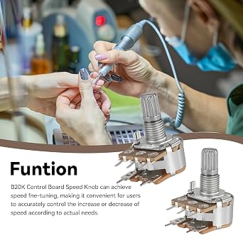 2-Pack B20K Speed Knob Fits - Replacement Nail Drill for Medicool Pro Power 20k - Professional Nail Drill with Control Board Speed Knob, Washer, Nut - Easy Installation