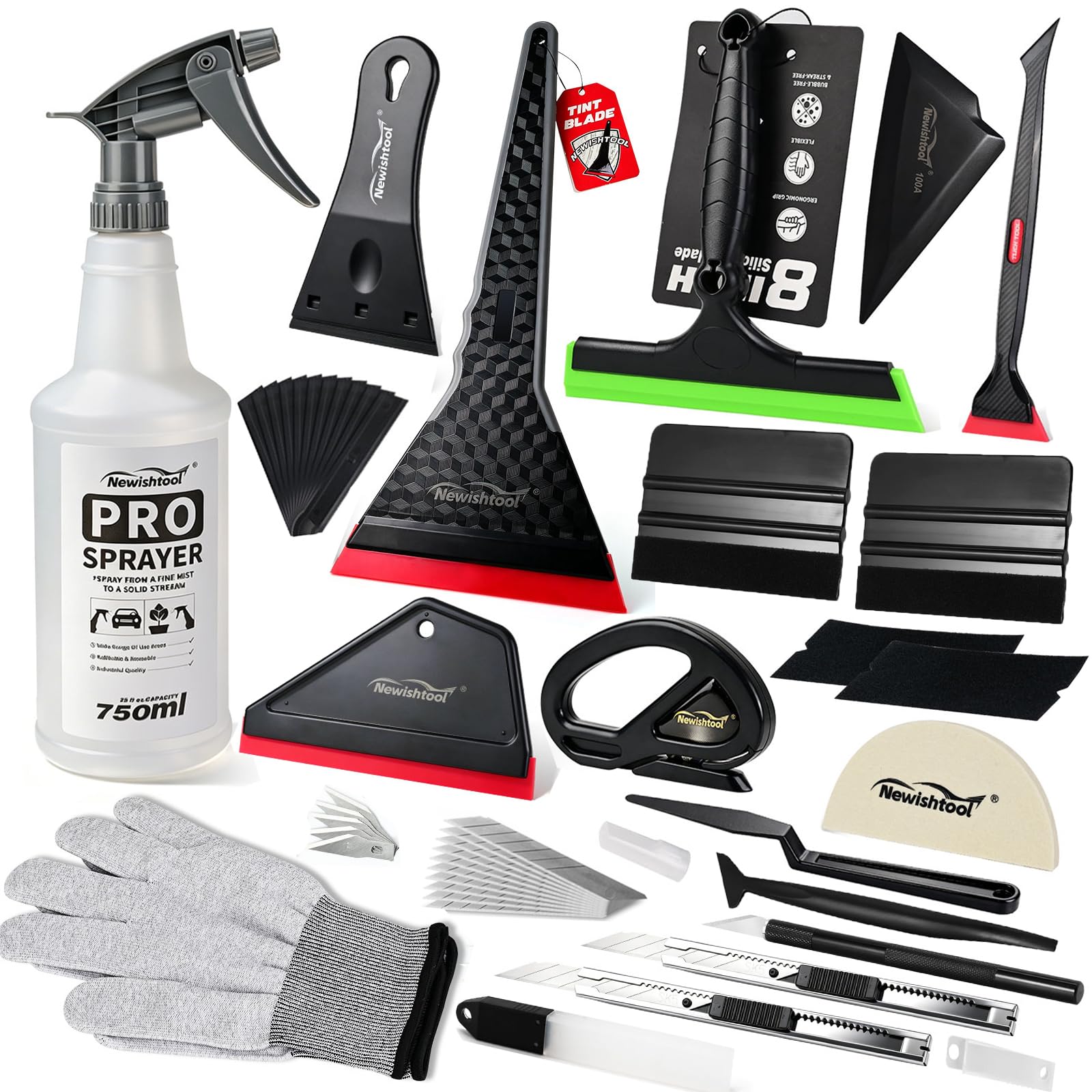 NEWISHTOOL Car Window Tint Tools Kit Vinyl Wrap Tool PPF Squeegee
