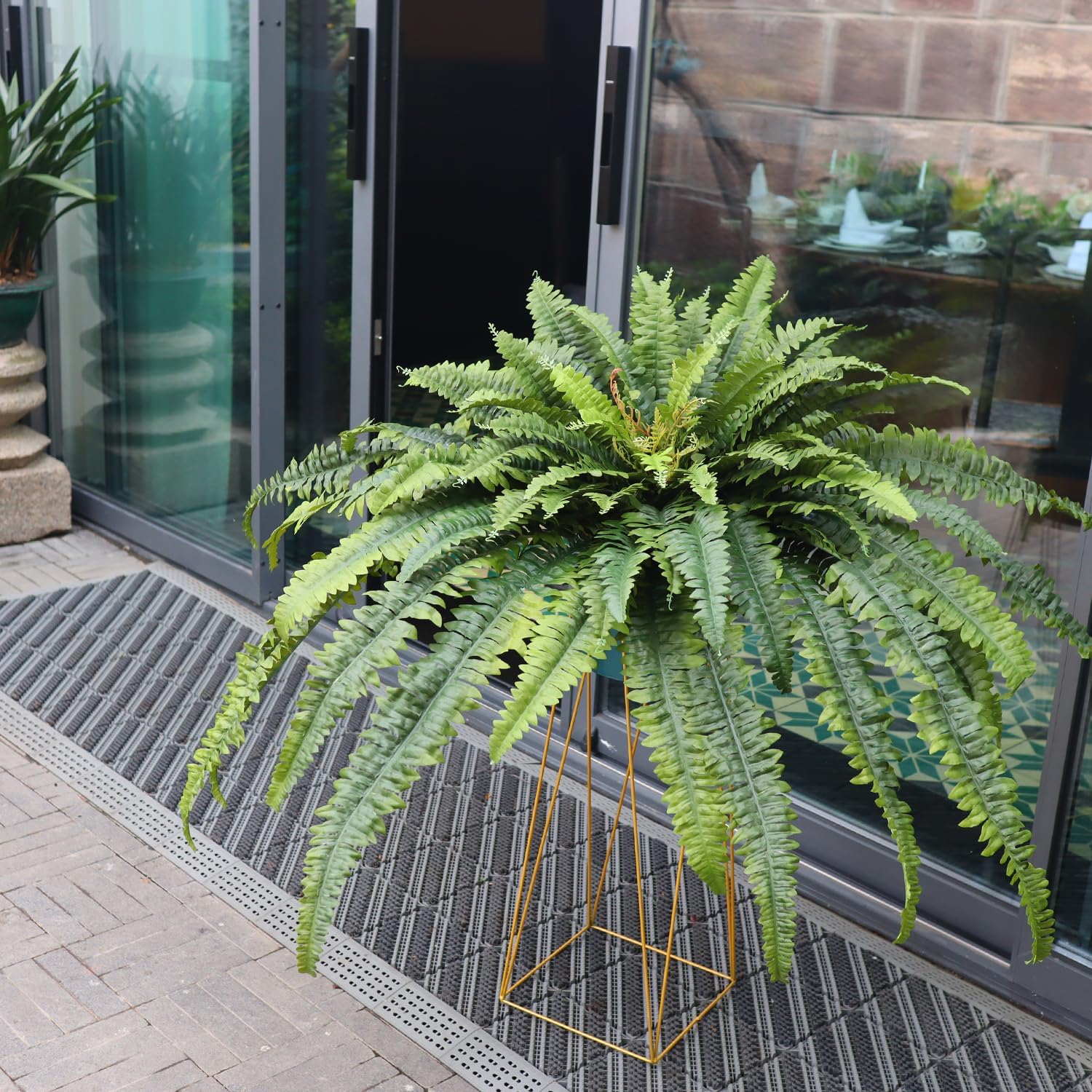 Artificial Ferns for Outdoors, 68" Fake Fern Artificial Plants Large, UV Resistant Faux Boston Fern Suitable for Porch Planters Home Indoors Entrance Patio Garden Porch (1 Stem) - Image 3