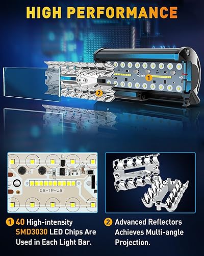Miniatura 3 de NAOEVO Barra de luz LED de 7 pulgadas, 240 W, 24,000 lúmenes, luces de conducción y niebla para todo terreno, kit de arnés de cableado de 2 cables,