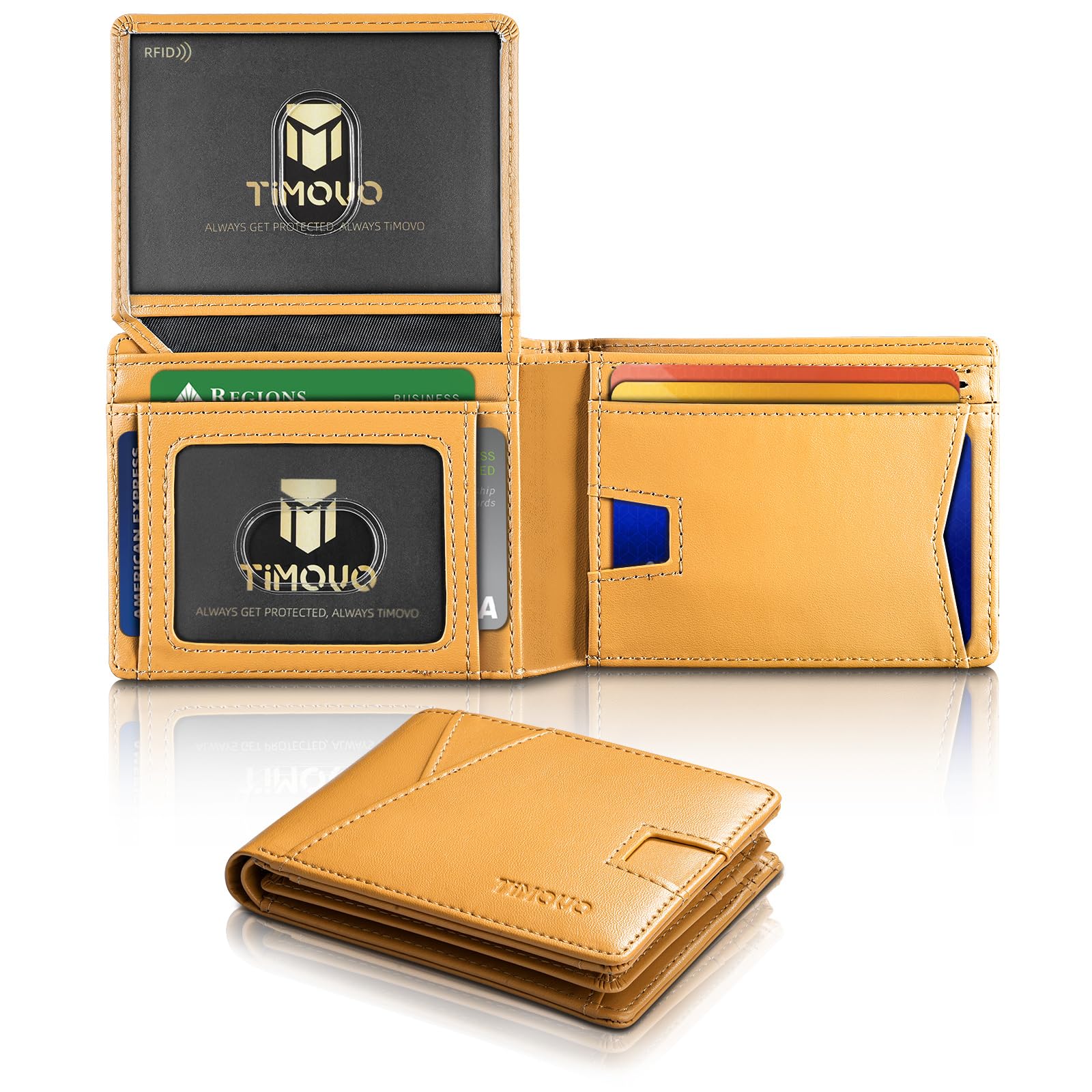 TiMOVO Slim Bifold Men's Wallet, RFID Blocking 2 ID Windows, Khaki
