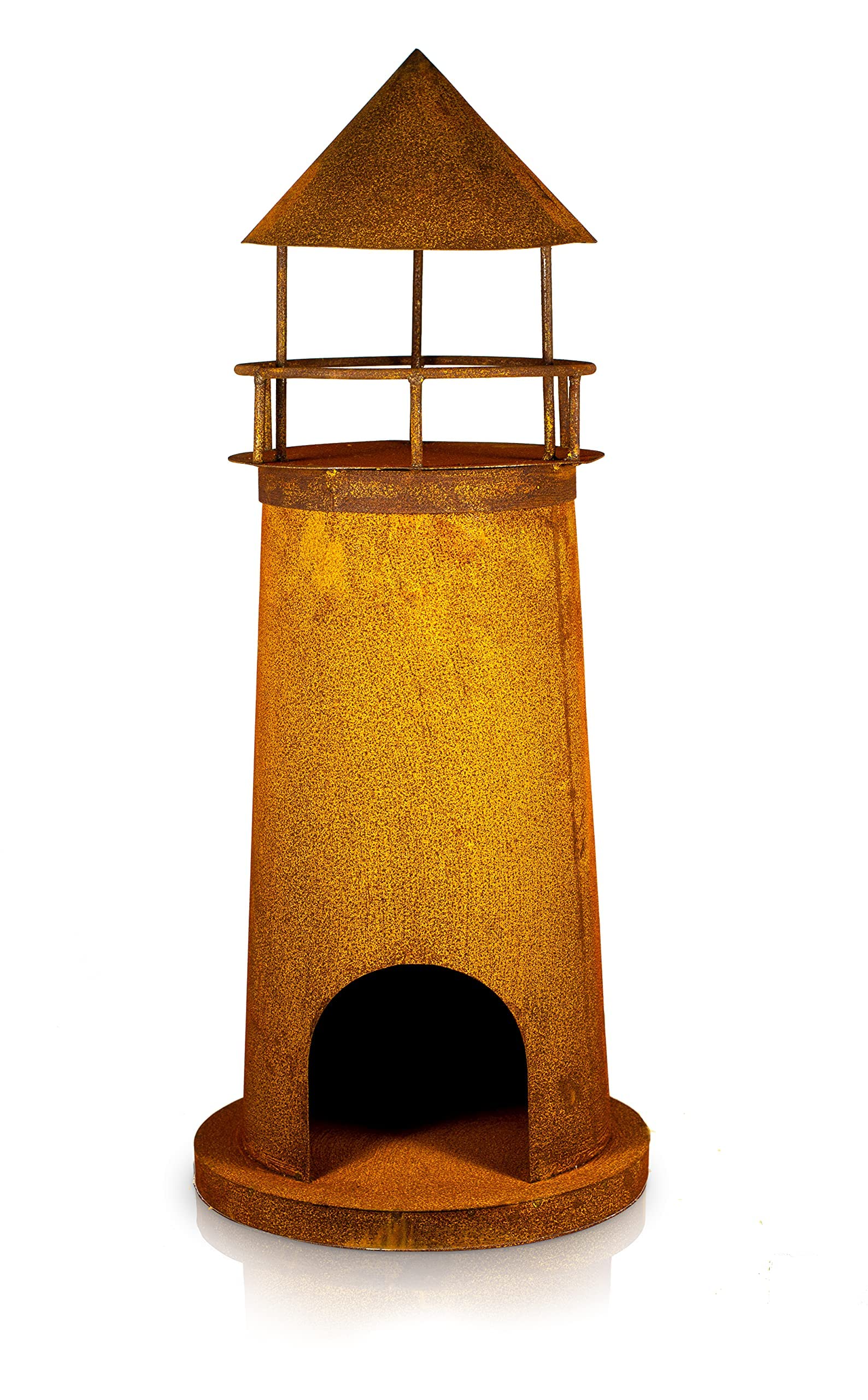 Leuchtturm Deko Skulptur für Garten, Terrasse oder Balkon - Metall Edelrost Teich Deko Maritim