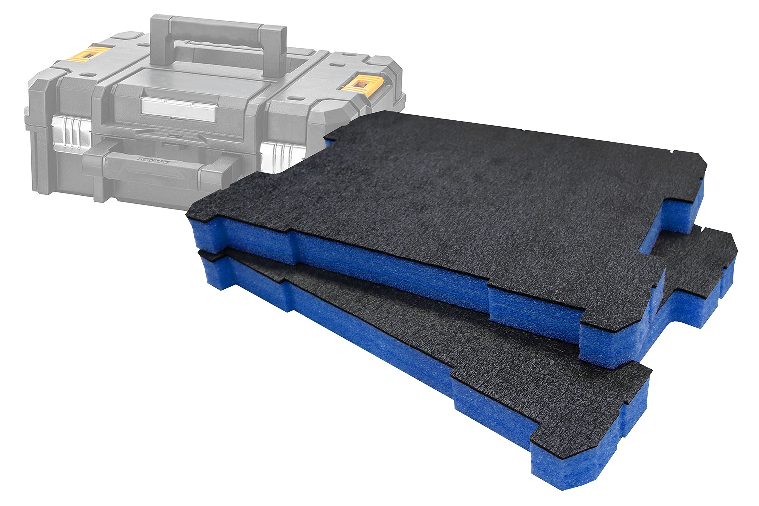 Shadow Foam Blue Tstak/Prostack Foam Inserts [30Mm Twin Pack] Easy Peel Foam Inserts For Dewalt Tstak & Stanley Prostack Boxes