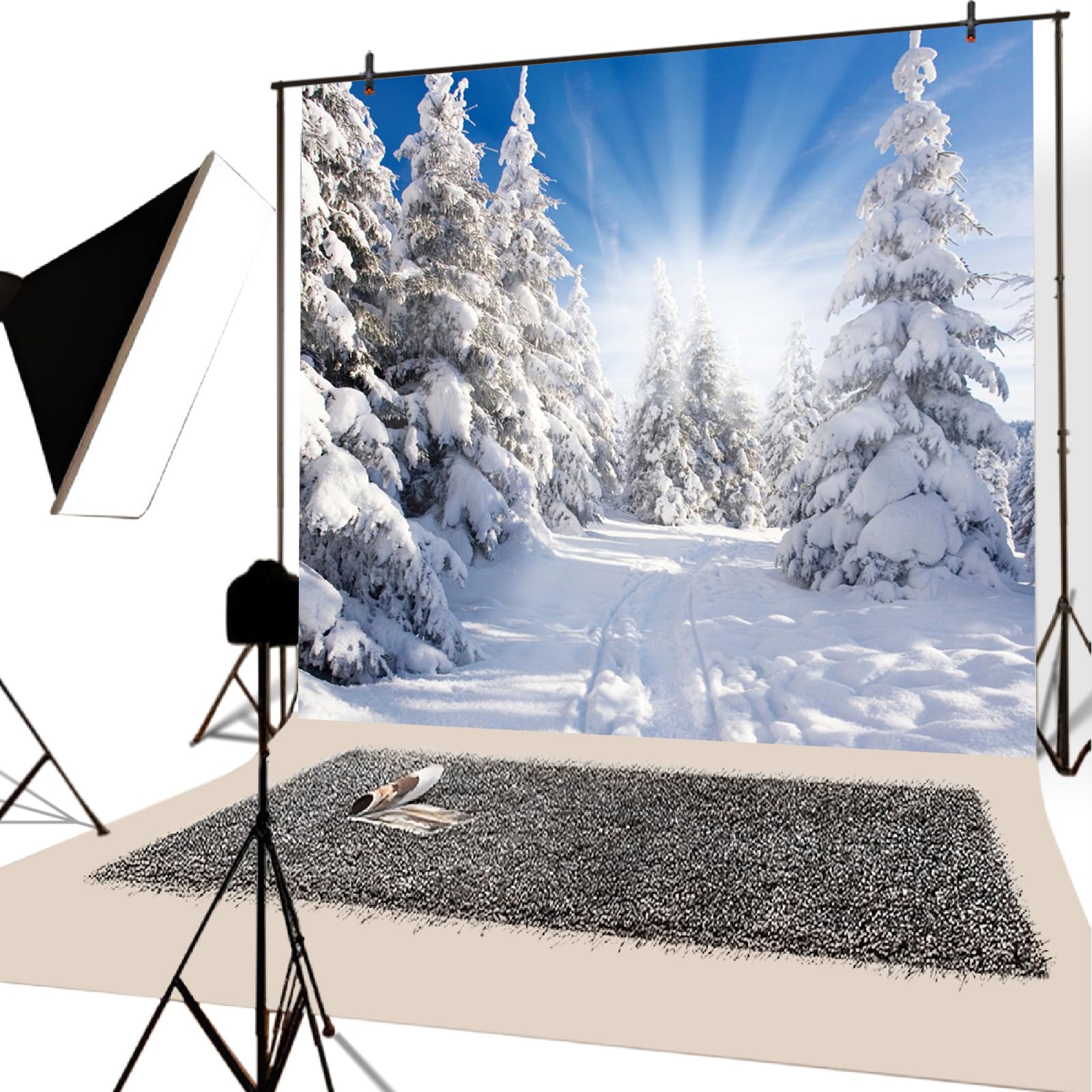 YongFoto 1x1,5m Vinyle Toile De Fond Noel Joyeux Noël Affiche Renne De