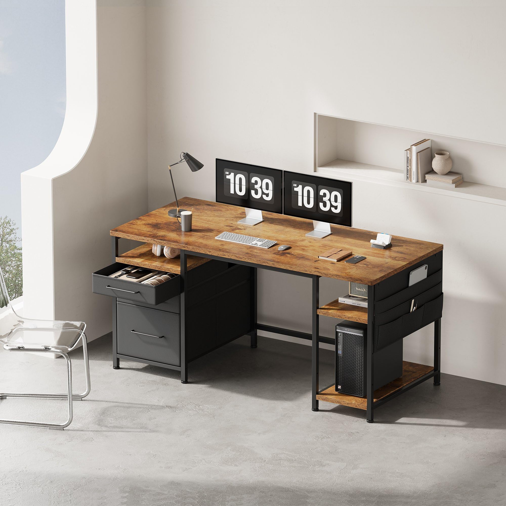 Amazon | Maihail 机 pcデスク パソコンデスク 幅148cm×奥行50cm 勉強