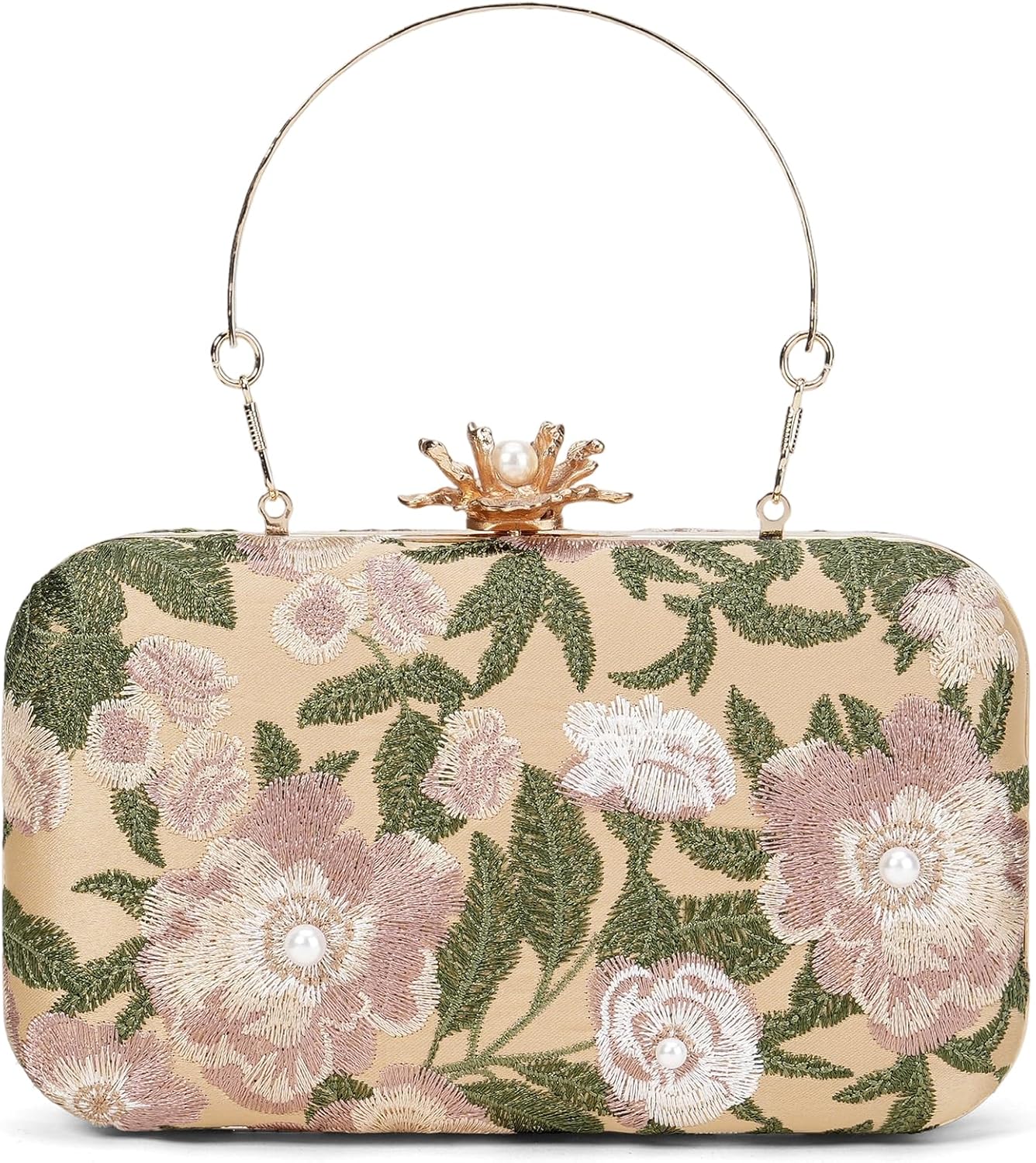 Clutch Purse for Women Floral Embroidery Sequin Evening Bags Elegant Kiss Lock Wedding Party Cocktail - Image 4