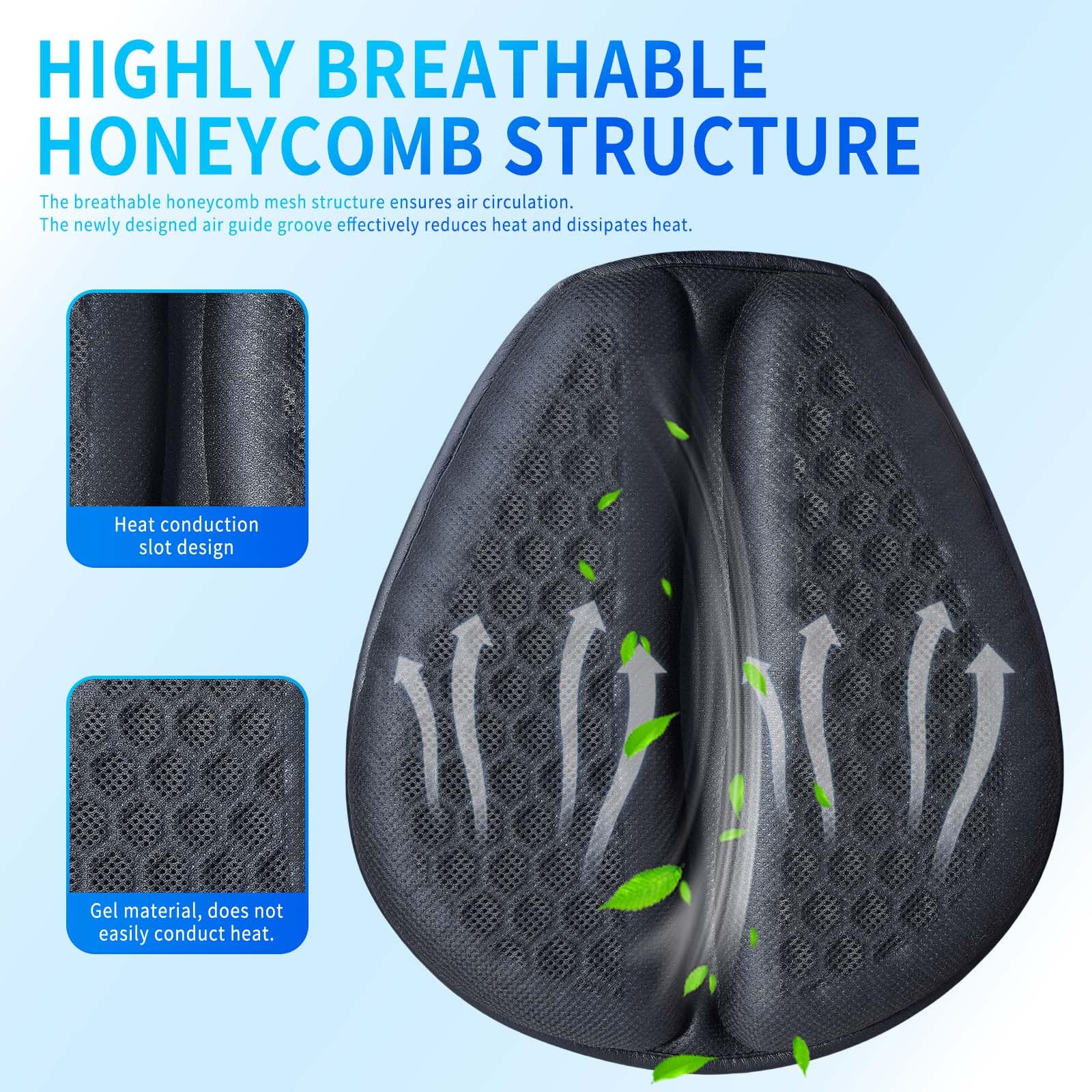 Coussin de siège pliable en gel pour moto, structure en nid d'abeille 3D, fonction imperméable, absorption des chocs, coussin de siège respirant pour les longs trajets