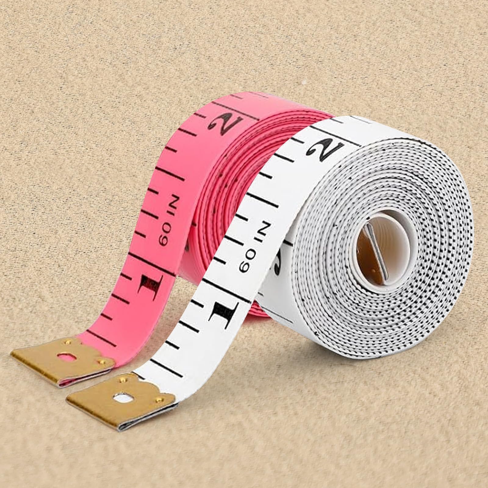 Paquete de 2 reglas de doble escala de 150 cm, cinta métrica suave, regla de medición para pérdida de peso, medición corporal médica, regla de costura (blanco + rosa)