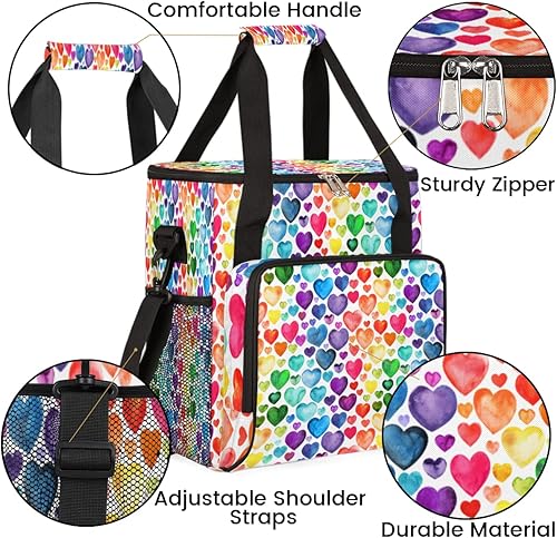 Miniatura 6 de Watercolor Rainbow Hearts Pattern Coffee Maker Carring Bag Travel Storage Tote Bag Compatible with Keurig K-Mini or K-Mini Plus Portable Single