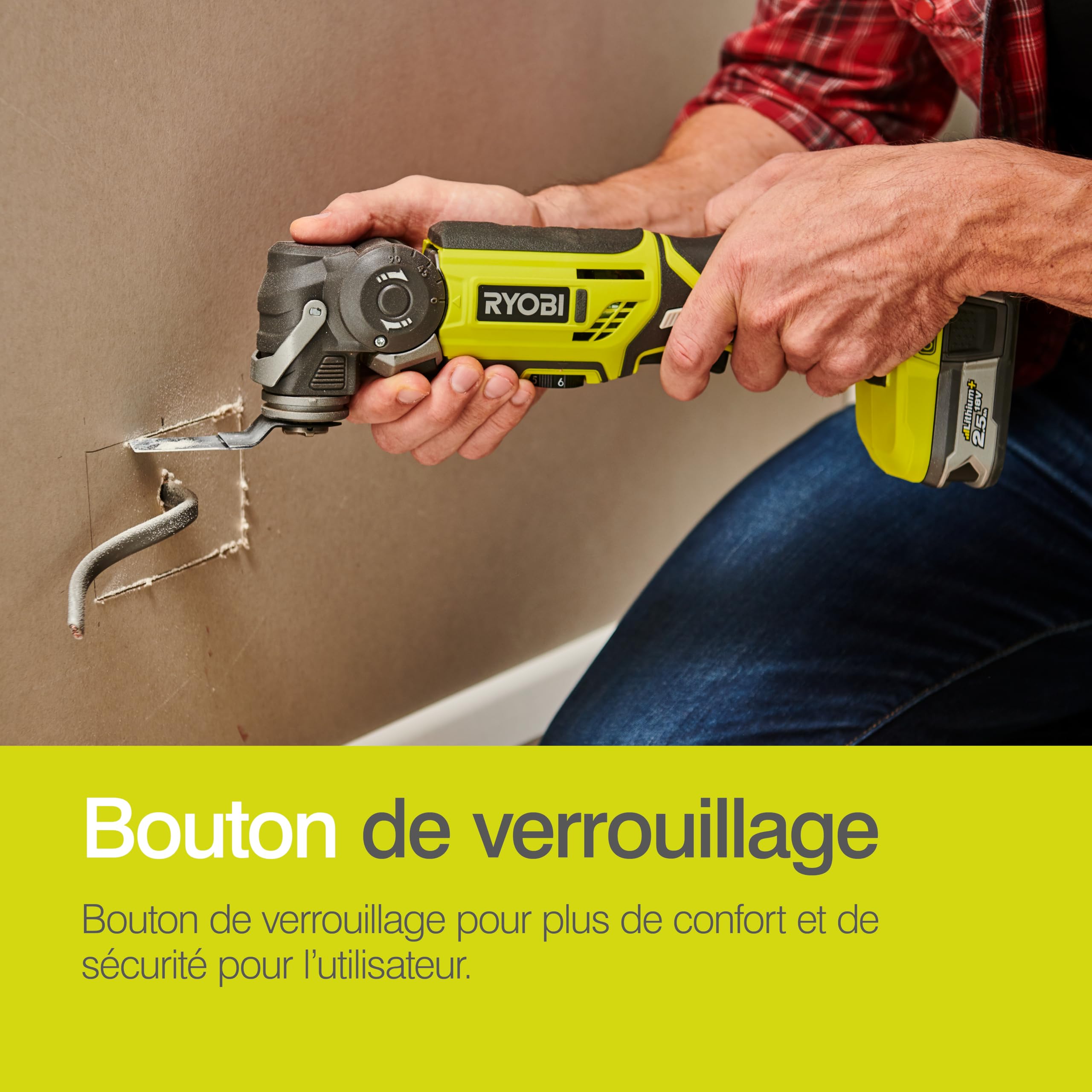 RYOBI - Outil Multifonction Oscillant Sans Fil 18V ONE+ R18MT-0 – Système Fixation Rapide, Variateur Vitesse – Idéal Découpe, Ponçage, Grattage – Batterie Non Incluse