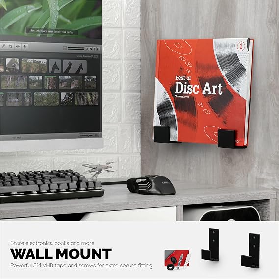 BRAINWAVZ 1.5 Cable Box Wall Mount Hanger Holder, for Routers, Laptops, Modem, Mesh WiFi, Apple TV, Network Switch & More, for Devices Upto 1.5 / 38mm Wide, Adhesive & Screw-in (Black)