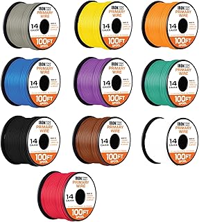 14 Gauge Primary Automotive Wire - 10 Roll Assortment Pack - 100 Ft of Copper Clad Aluminum Wire per Roll