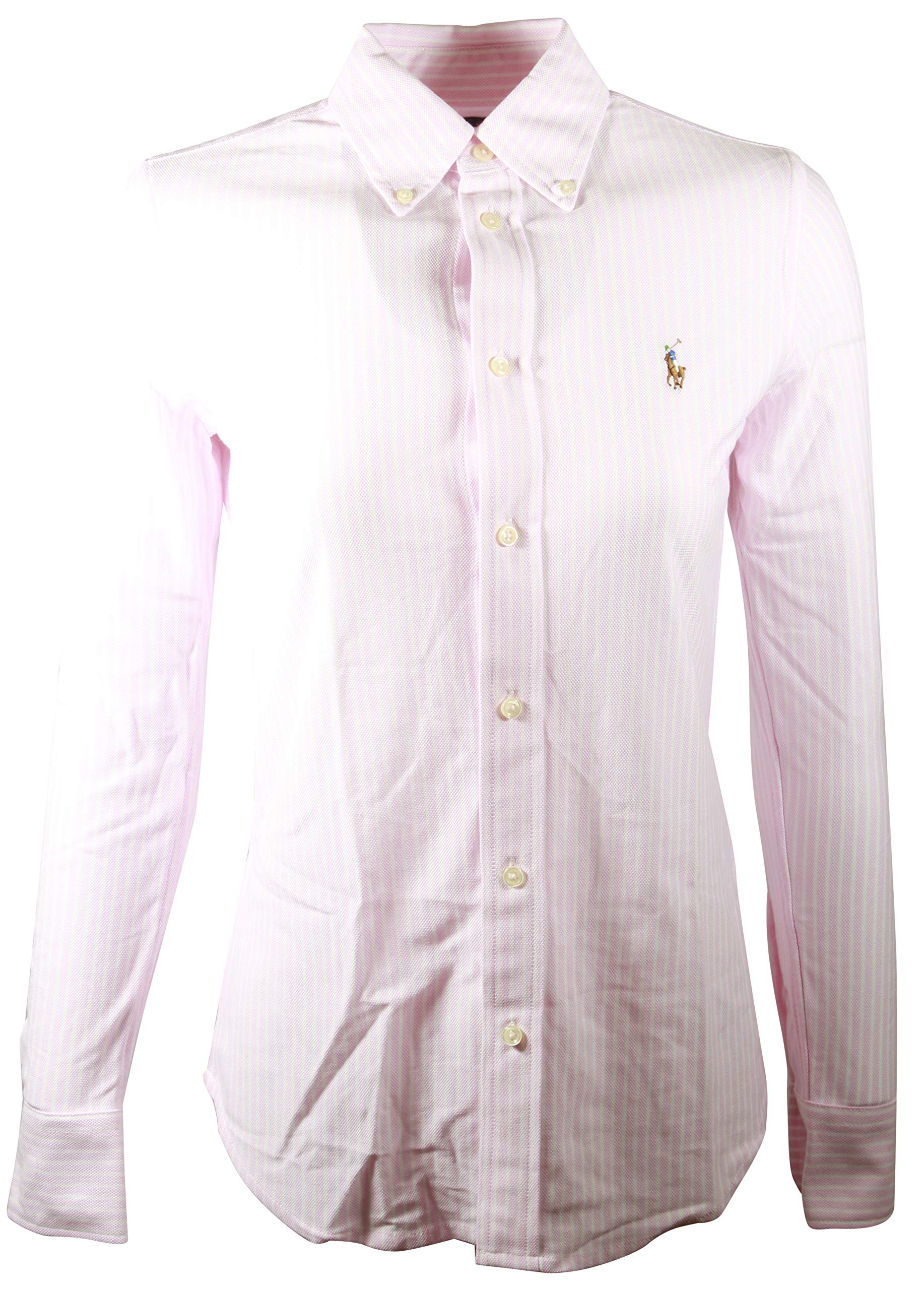 Polo Ralph Lauren Oxford-Strickhemd für Damen, Größe XL, Rosa, Weiß