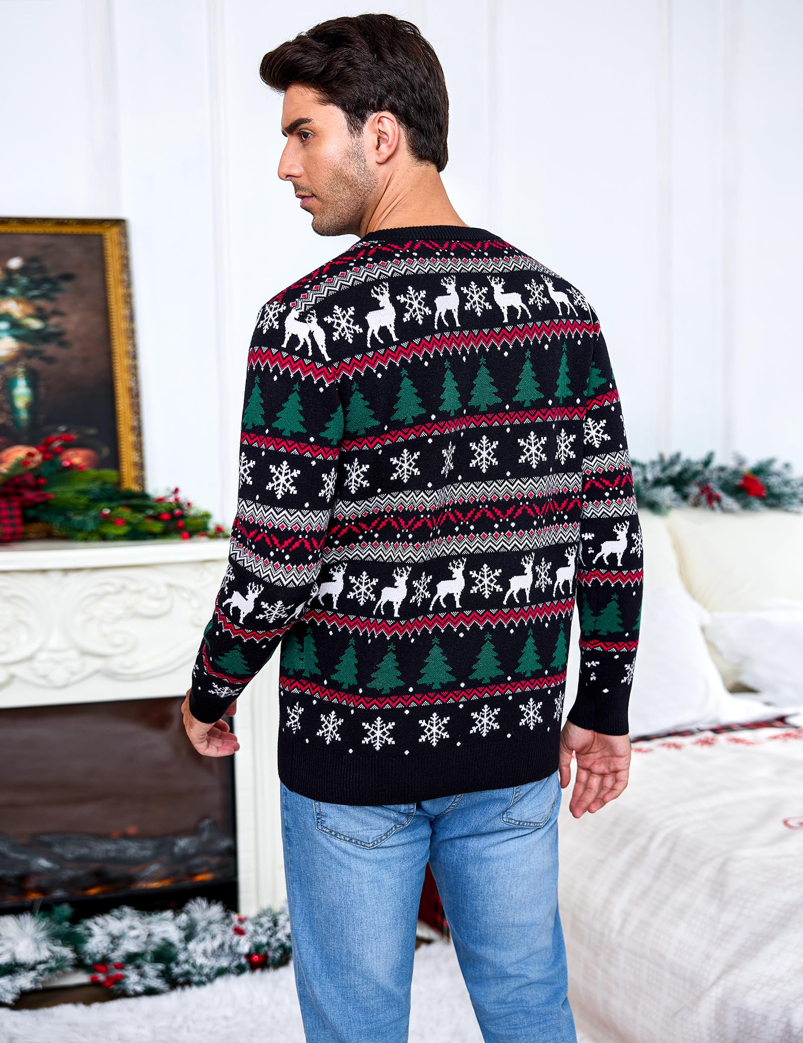 Gyabnw Jersey de Navidad Hombre de Punto Manga Larga Cuello Redondo