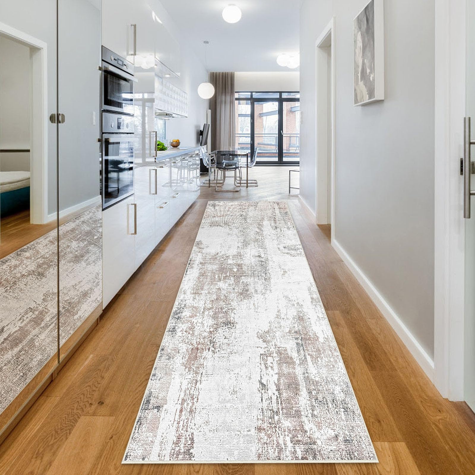 Aolawco Hallway Runner Rug, 65x240cm Non-Slip Carpet Runners, Washable Entrance Carpet Kitchen Runner Long Hallway for Living Room/Bathroom/Laundry Room Rug（Thickened Fleece）