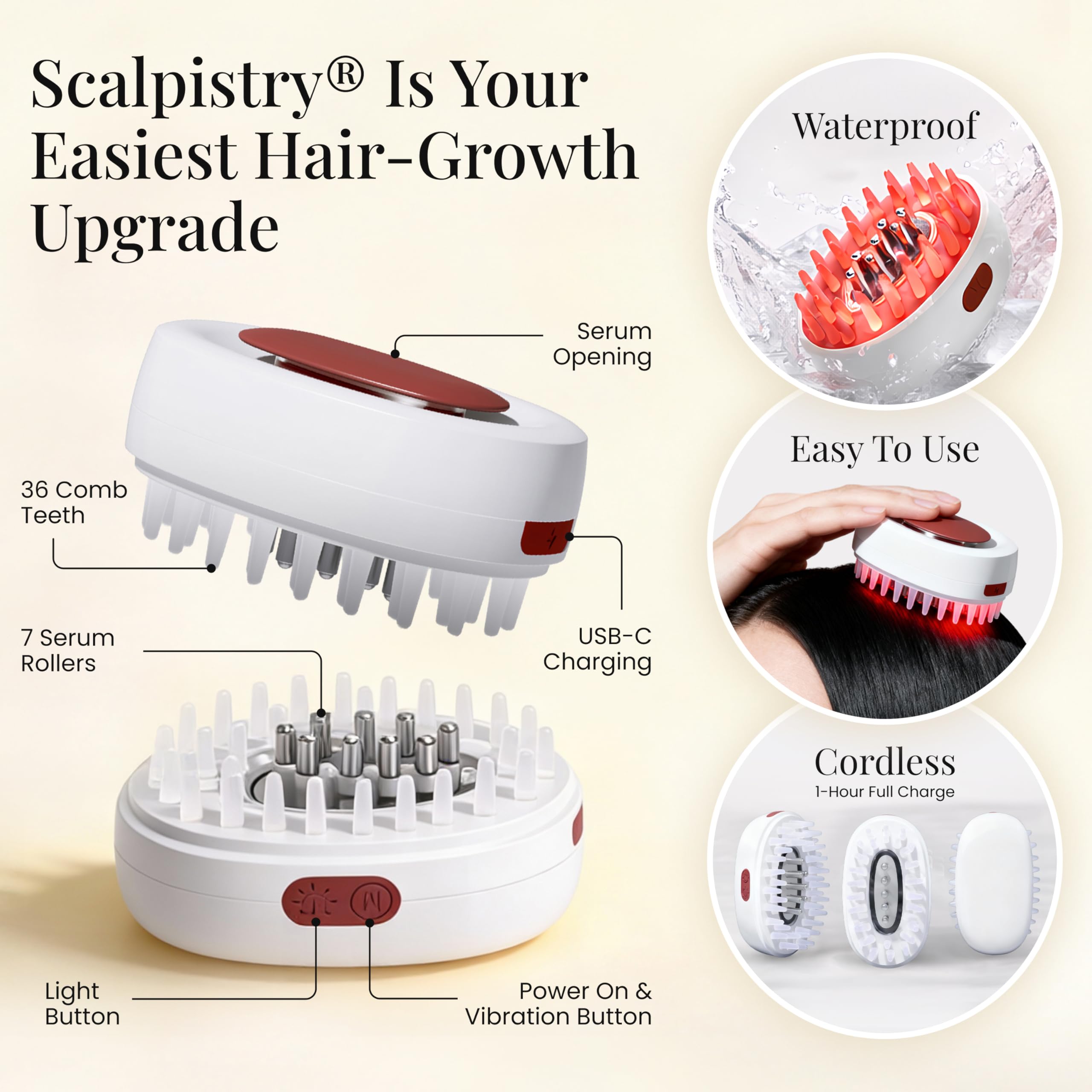 Cordless Scalp Massager with Serum Applicator