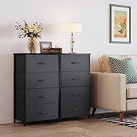 Vista 6 de ODK Cómoda para dormitorio con 4 cajones de almacenamiento, cómoda pequeña cofre de cajones de tela con marco de acero resistente, parte superior