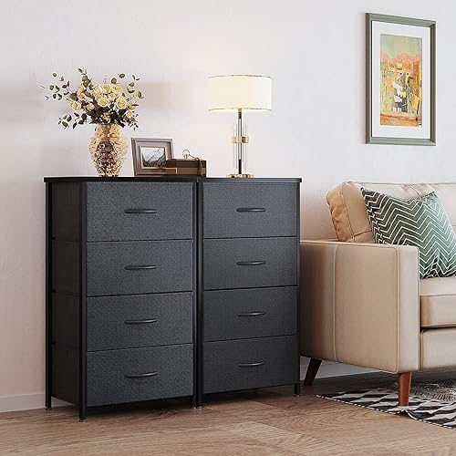 Miniatura 6 de ODK Cómoda para dormitorio con 4 cajones de almacenamiento, cómoda pequeña cofre de cajones de tela con marco de acero resistente, parte superior