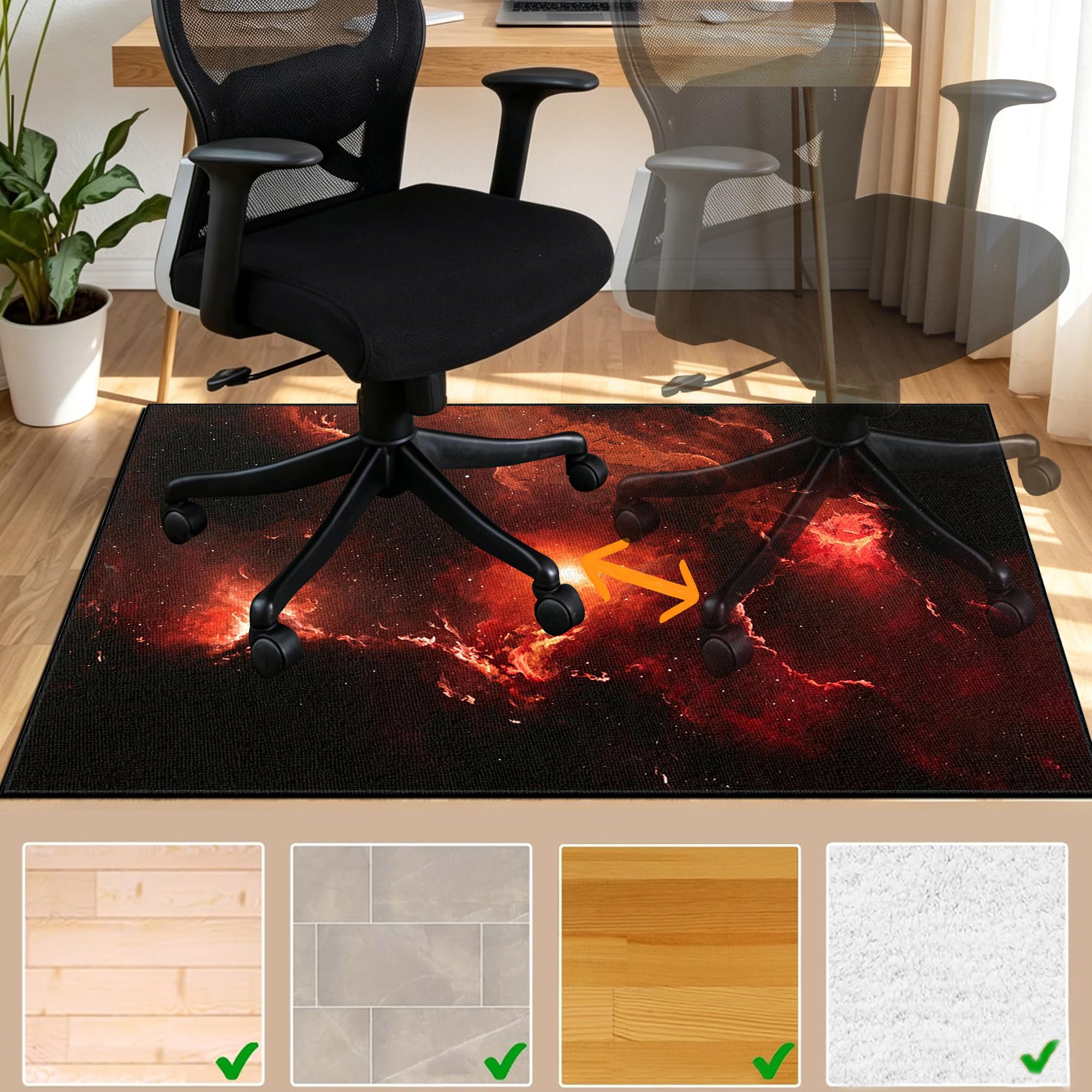 Tapis Chaise de Bureau Tapis de Protection de Sol Gaming 140 x 160 cm