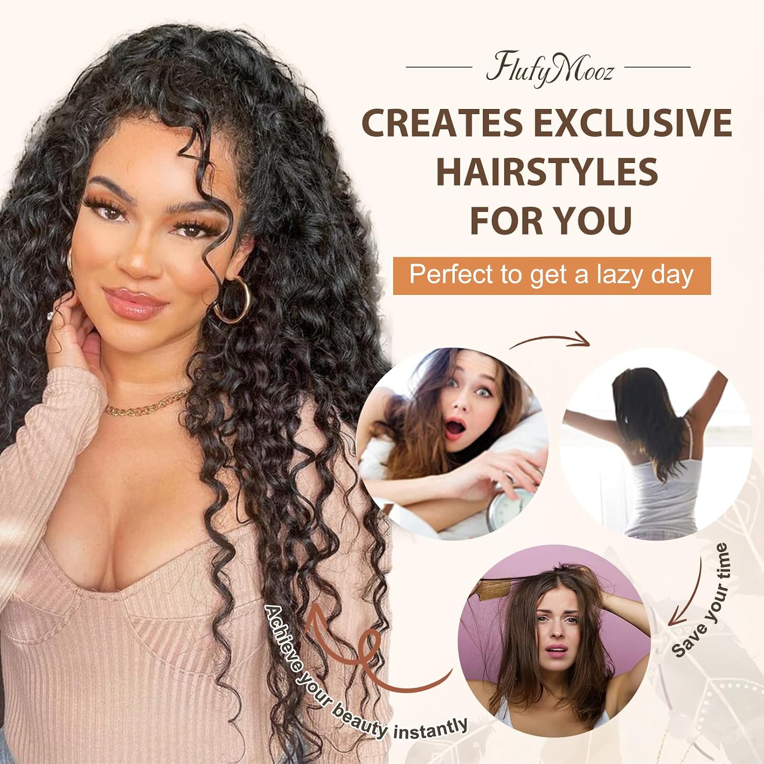 カラフル ヘアーエクステンション ポニーテール ウェーブ
