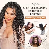 Vista 5 de FLUFYMOOZ Extensión de cola de caballo, 22 pulgadas, estilo bohemio, con cordón, extensiones de cabello para mujer, cola de caballo larga y rizada