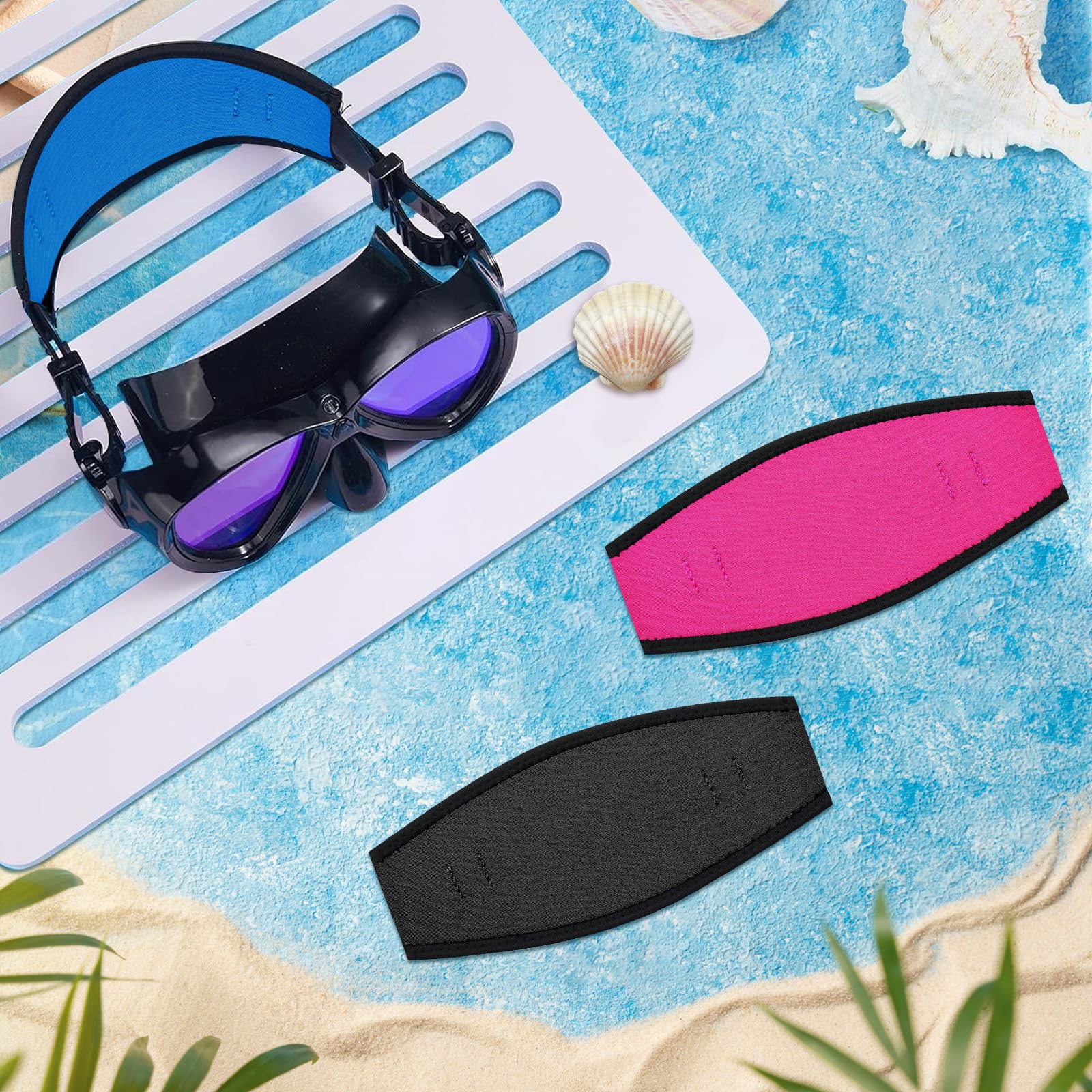 Cinturino Maschera Immersione, 3 PCS Cinturino Maschera in Neoprene, Cinturino per Maschera Sub, Antiscivolo Cinturino per Maschera da Sub per Snorkeling, Immersioni Profonde