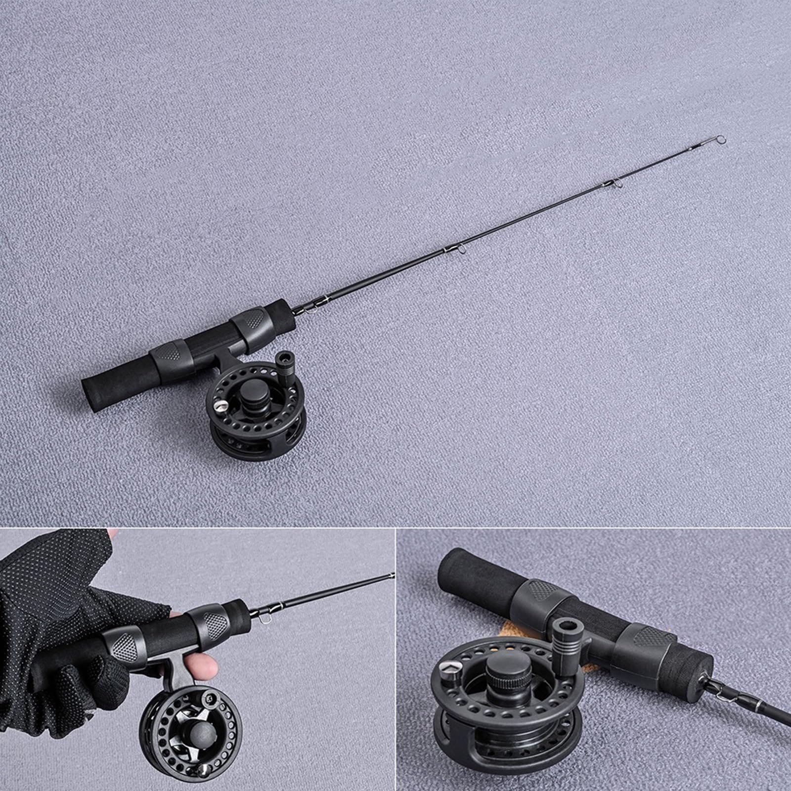 Tragbare Angelrute Winter Garnelen EIS Angelrute Tragbare Winter Angelrute Carbon Fluss Garnelen Karpfen Angelrute Rod Tackle Angelzubehör (Color : Black Eva)