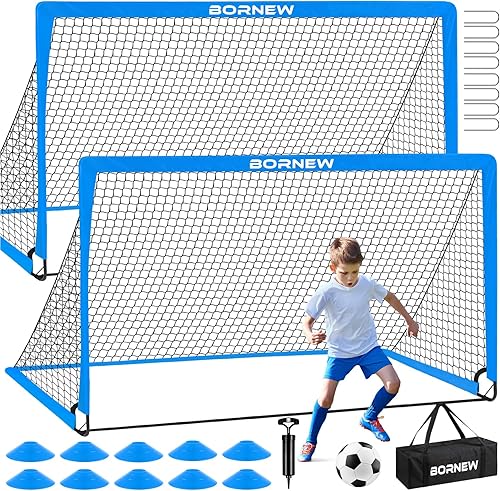 Kids Soccer Goal for Backyard Set - 2 Set of 6X4 4X3 ft Toddler Soccer Nets Training Equipment, Soccer Ball, Pop Up Portable Soccer Set for Kids