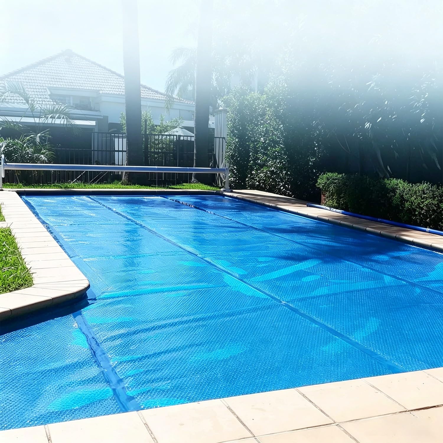 Cobertor Solar para Piscina, Manta Solar de Burbujas para Piscinas enterradas y elevadas, Manta térmica de Burbujas