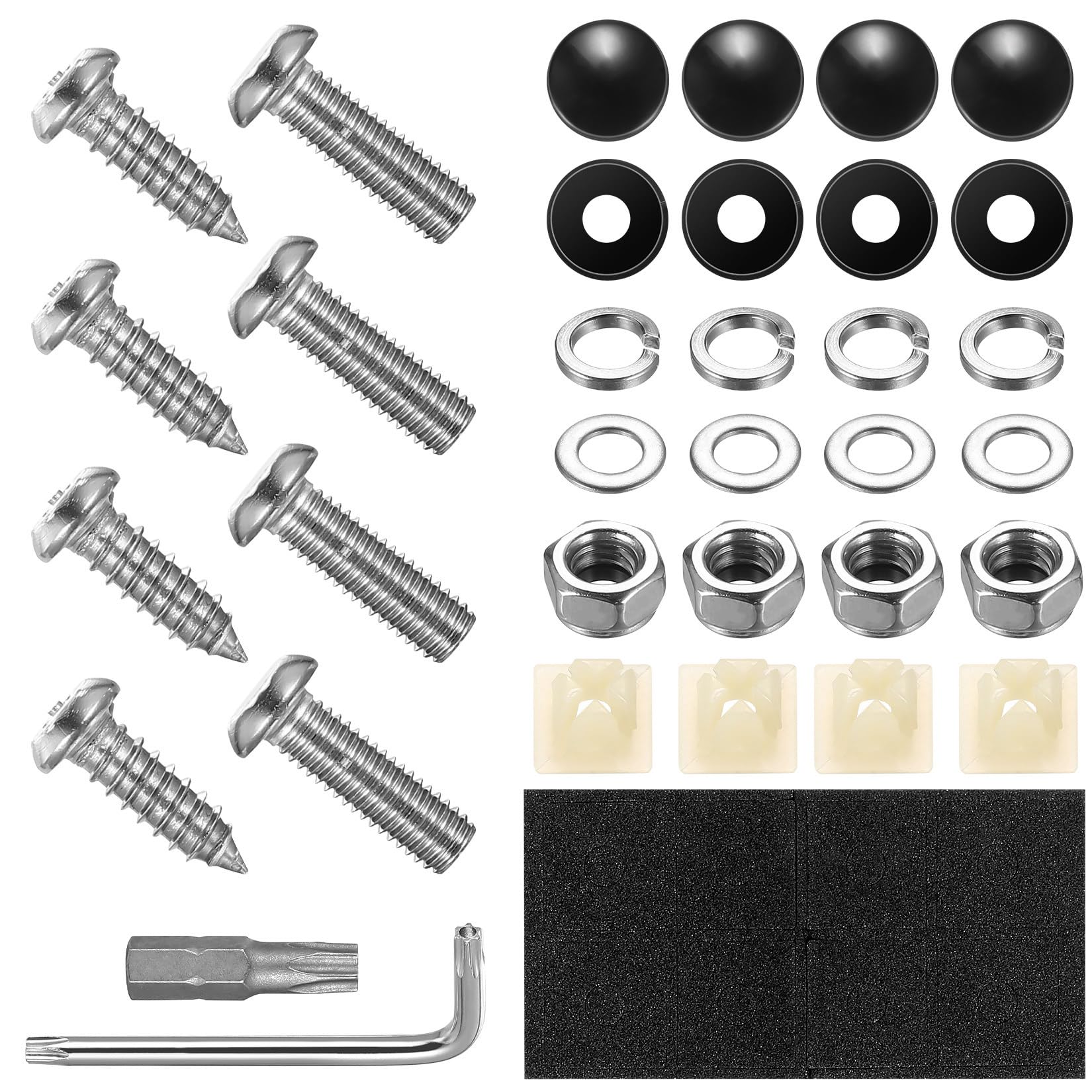 Set Di 8 Viti Per Targa In Acciaio Inox M5x16 Mm Con 16 Tappi – Montaggio Sicuro E Elegante Per Auto, Camion E Moto