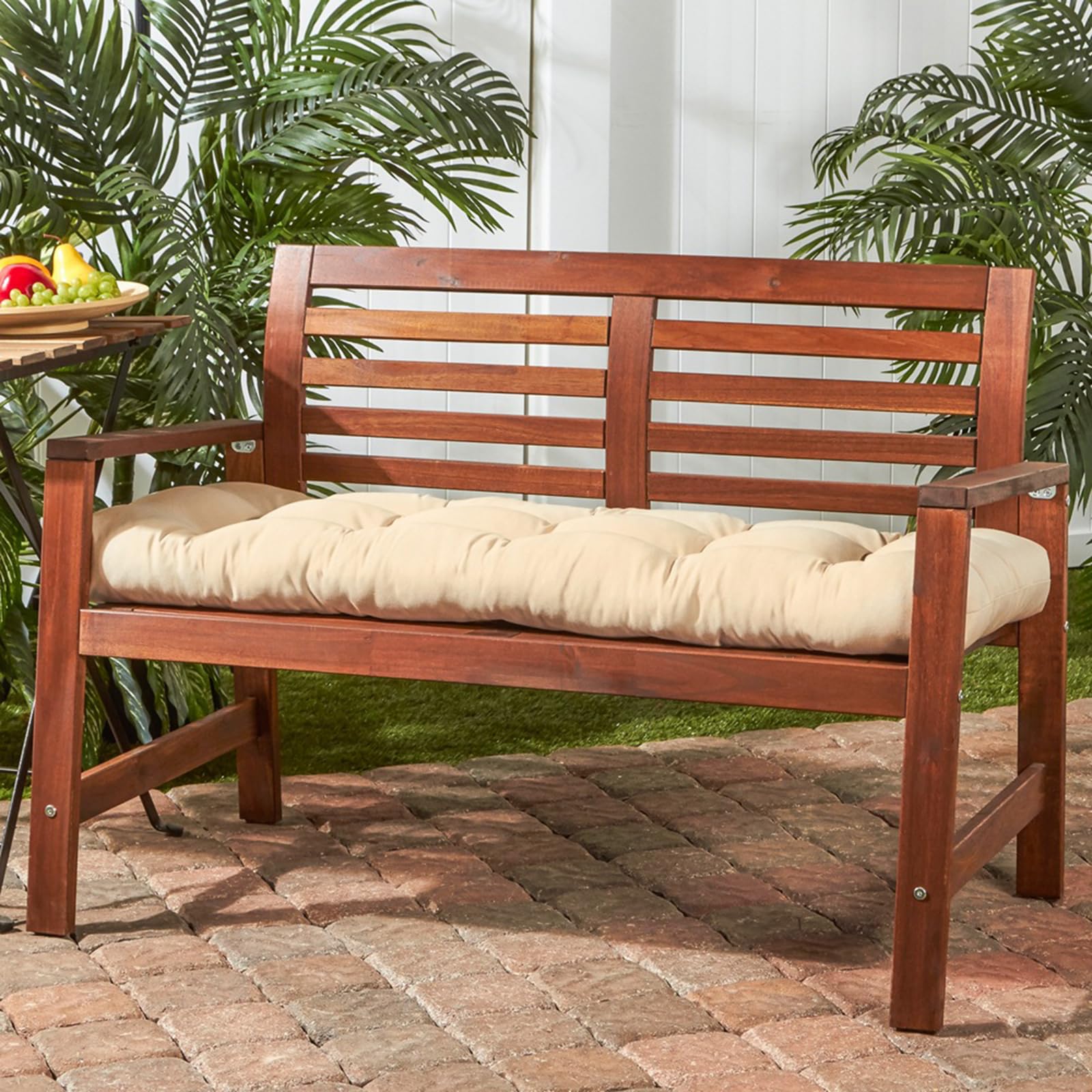 Cojín de 8 Cm De Grosor para Banco de Jardín Cojín para Banco de Exterior Zapatero Interno Impermeabile Cojín Antideslizante para Banco Cojín Tapizado para Asiento Denim Blue 180x50x8cm