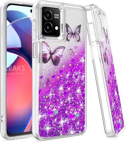 EnCases Funda para Moto G 5G 2023 con purpurina líquida, Motorola G 5G 2023 Carcasa Quicksand Sparkle Heavy Duty Hybrid, Motorola Moto G 5G 2023