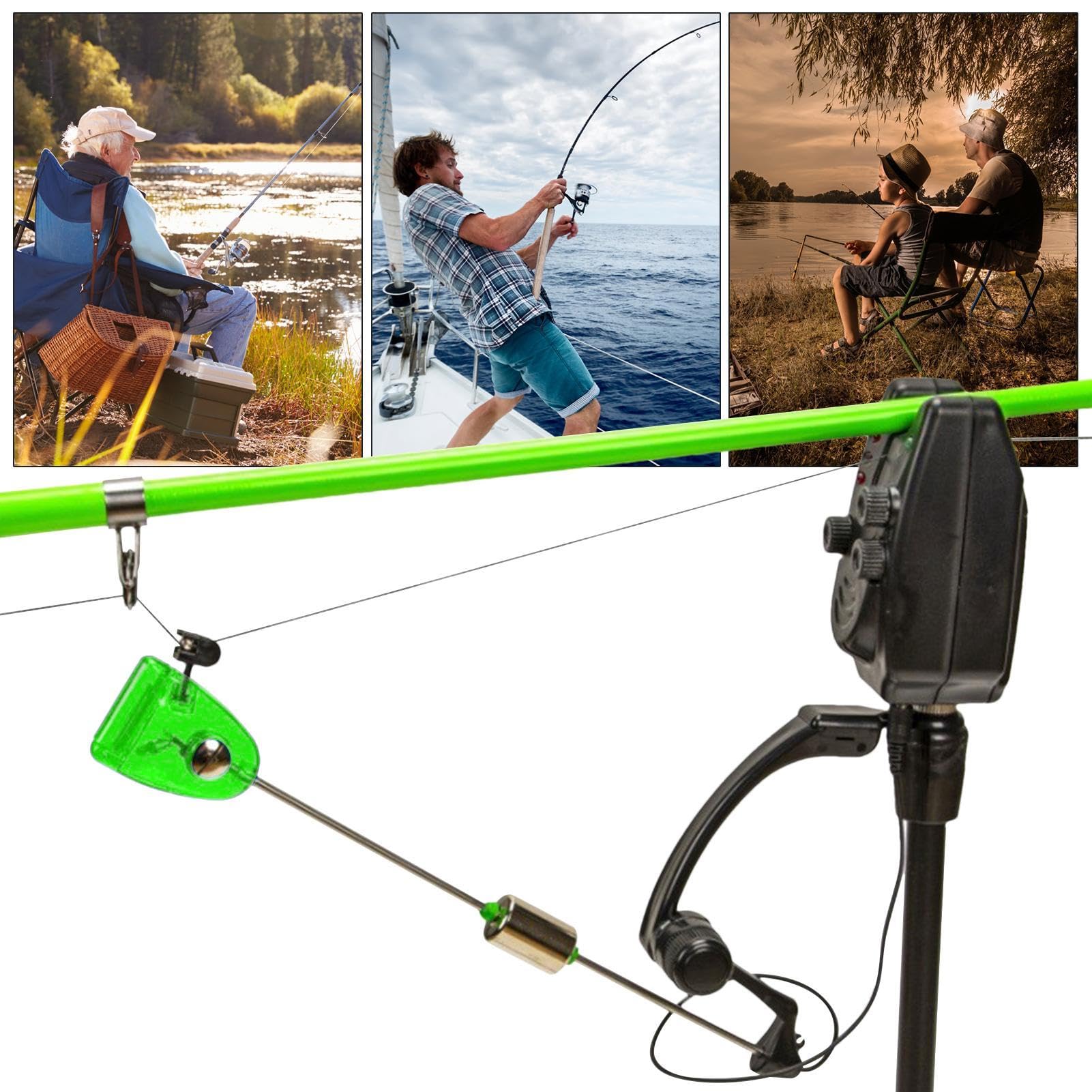Veilleuse De Pêche Alerte De Grève LED - Alarme Morsure Canne à Pêche Étanche - Rouge/Vert Pour Pêche De Nuit
