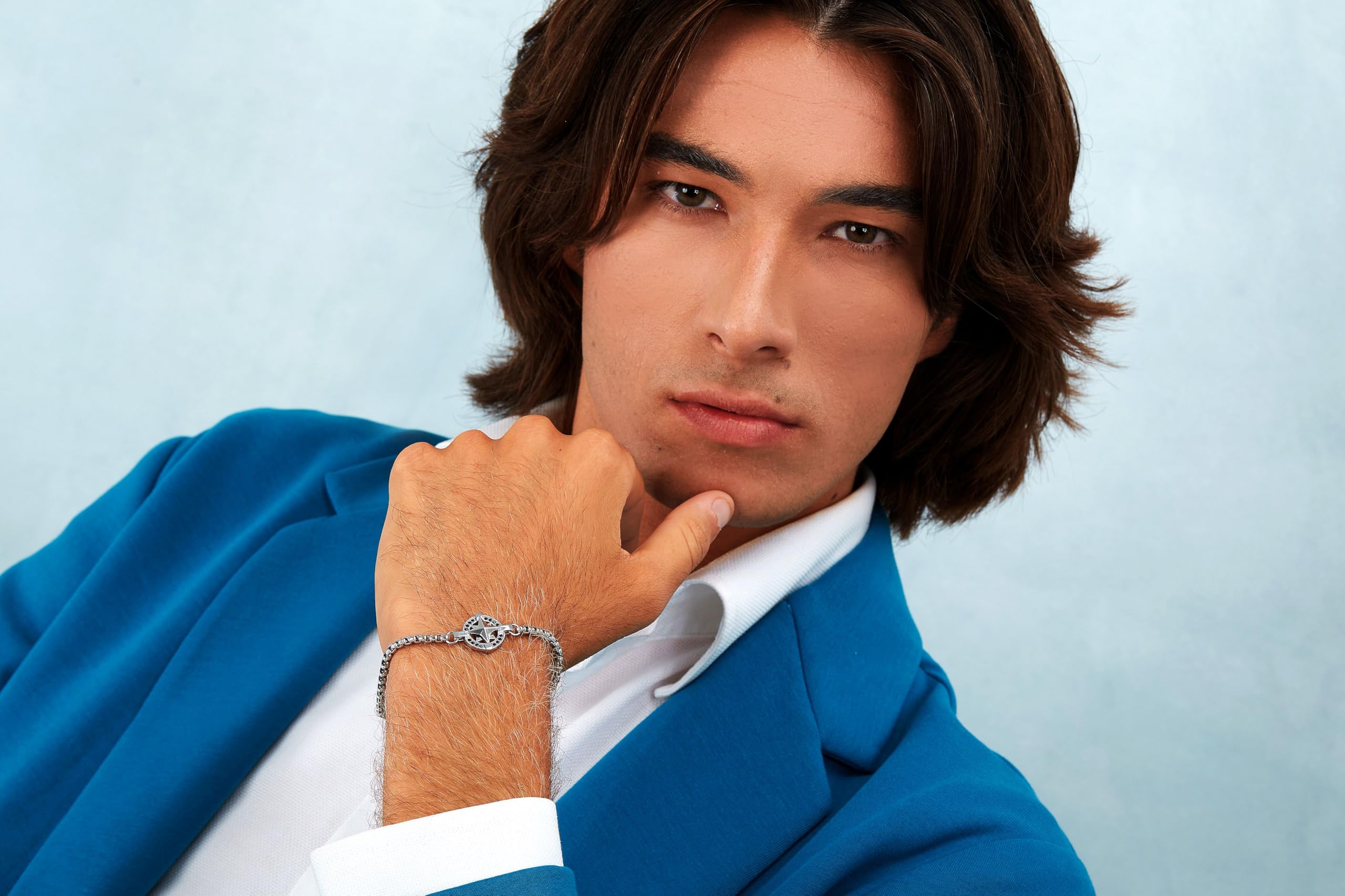 Morellato Bracciale Uomo in Acciaio, Cristalli, Collezione Versilia, Rosa dei Venti - SAHB16