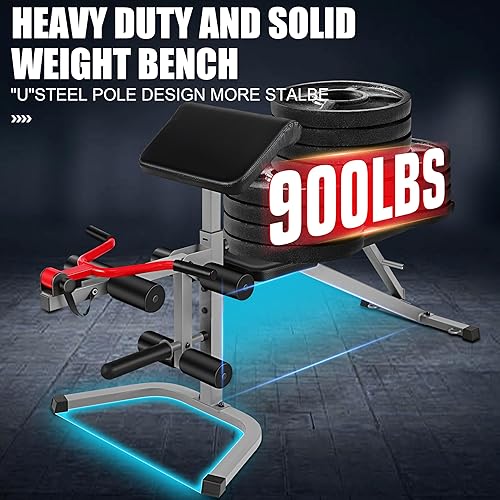 Miniatura 5 de OPPSDECOR Juego de banco de pesas ajustable con extensión de pierna y rizo de piernas, inclinación de 900 libras, banco de rizos de predicador