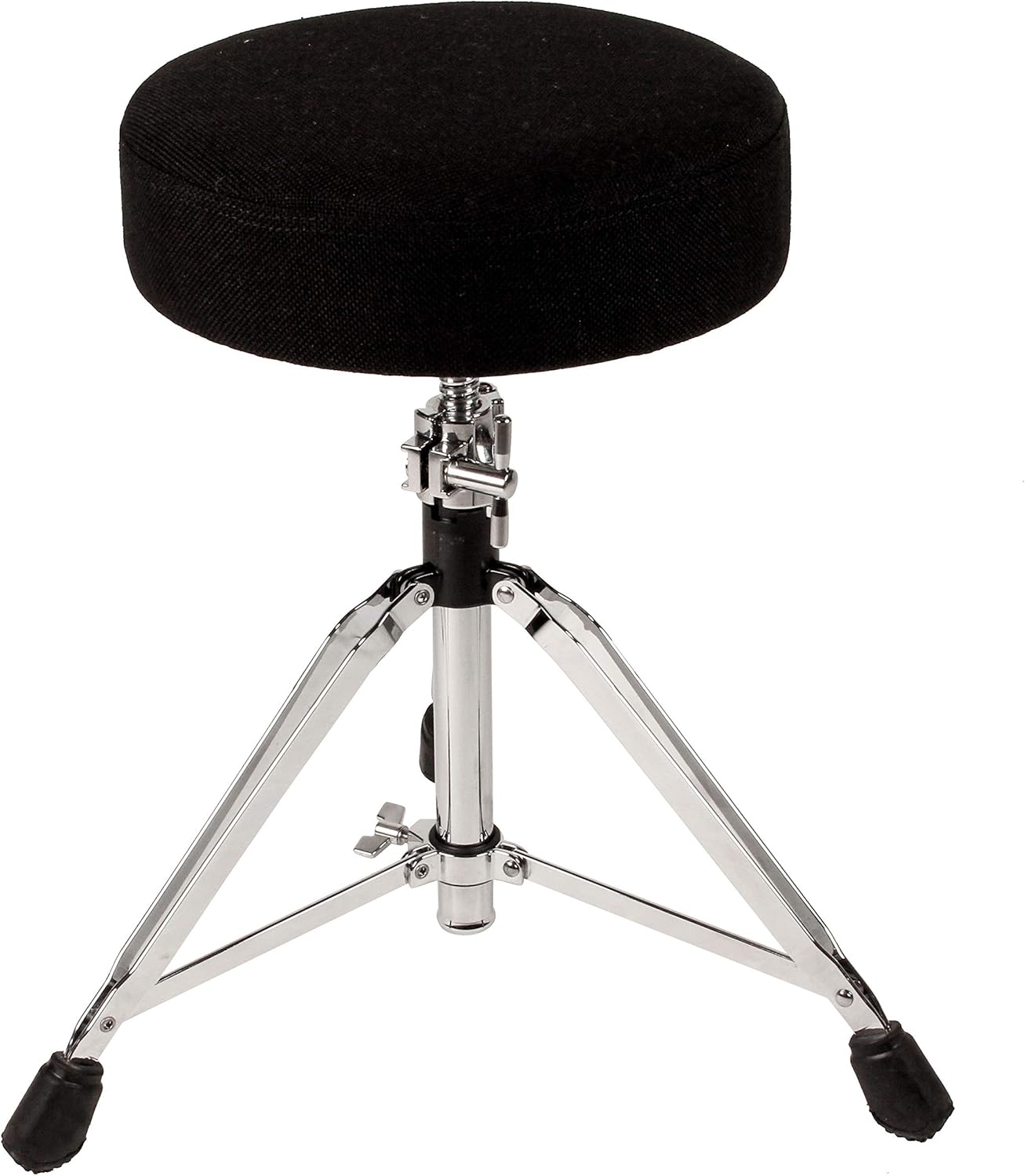 Chronos Pro Series CA60MKII Padded Round Drum Throne - Helix Adjustable Tripod Base, Double-Braced Legs, Spin-Stop Clamp - Screw Style Height Adjust for Comfortable Drumming Sessions