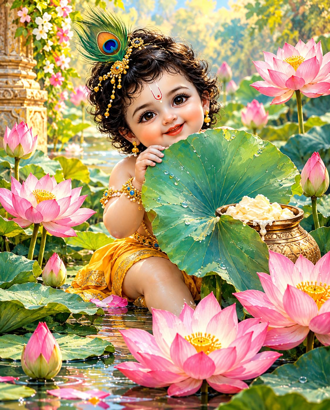 Baby Krishna Wall Poster - Divine Bal Gopal Art -8