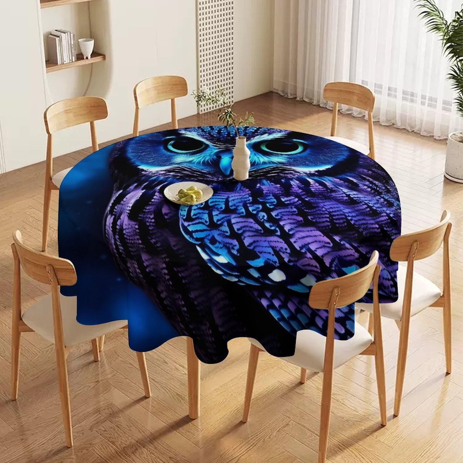 Nappe ronde lavable anti-tache tissu imperméable bleu