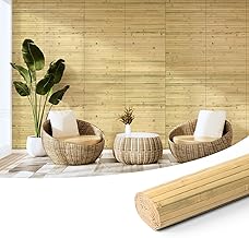 Art3d Natural Bamboo Wall Panel Interior Wall Decoration 244 x 30 cm Renewable Rod Wrap Wall Ceiling Furniture Cabinet Office Nature