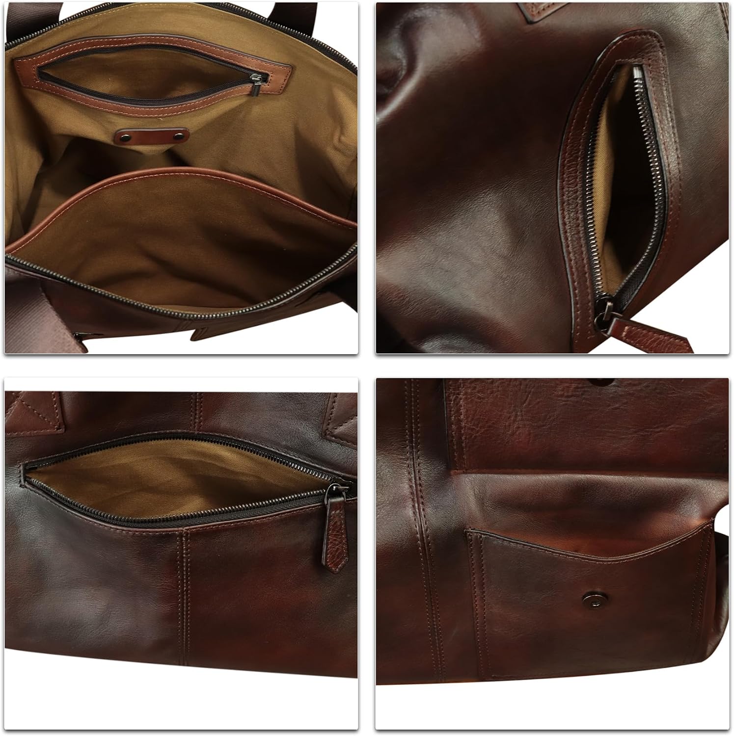 Genuine Leather Briefcase Messenger Bag for Men and Women Vintage Leather Satchel Purse Handbag Crossbody Shoulder Bag