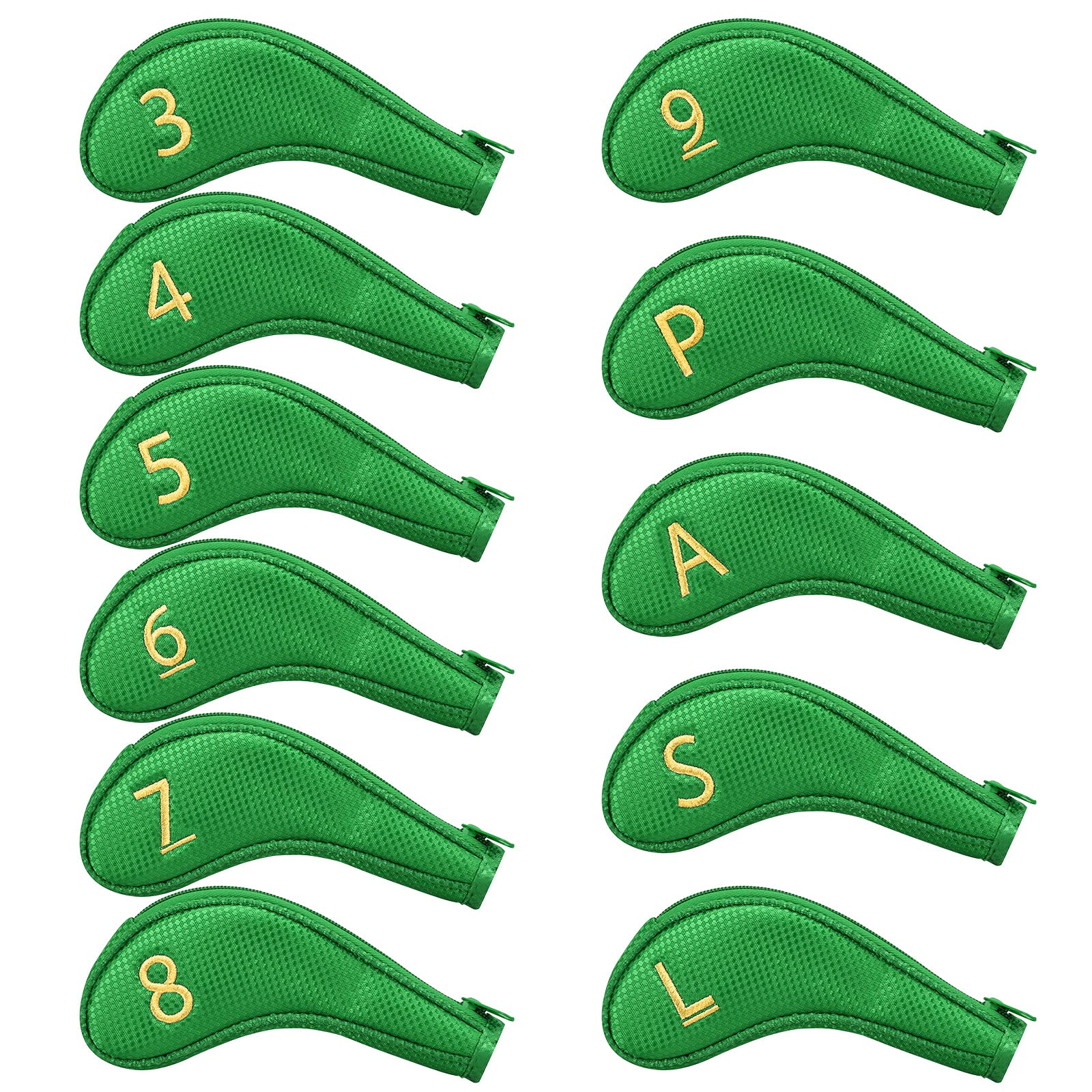 Craftsman Golf 11pcs/Set Golf Club Sock Iron Head Covers Headcover with No. on Both Sides for Right and Left Handed Golfer Zipper Closure Black & Blue