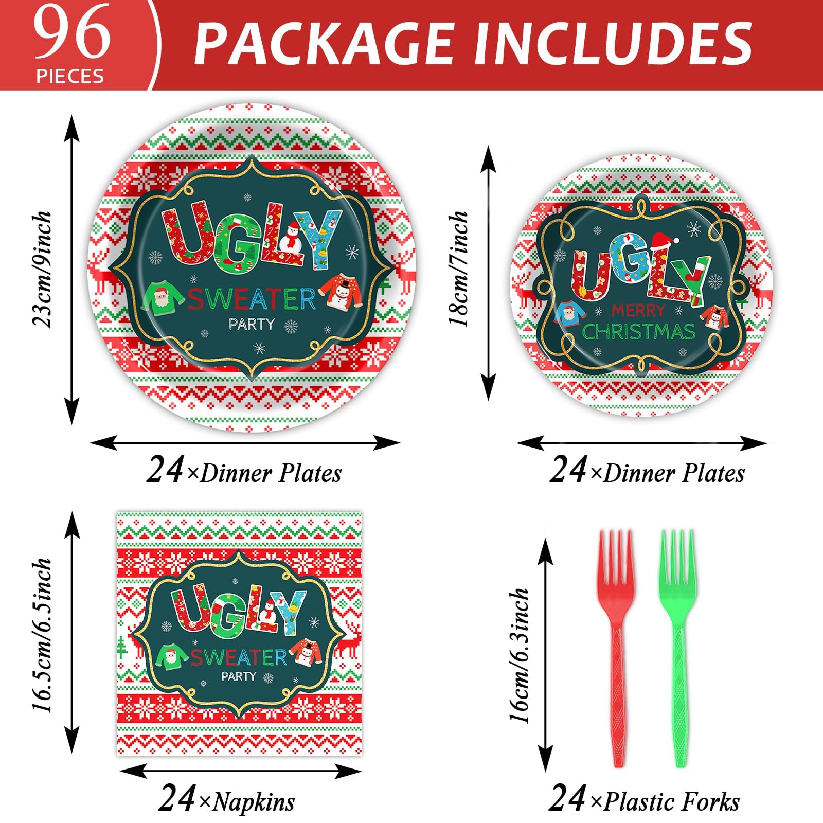 Christmas Ugly Sweater Tablecloths (3 Pack) – 105x54 Inch Tacky Sweater Plastic Table Covers For Holiday Parties - View #9