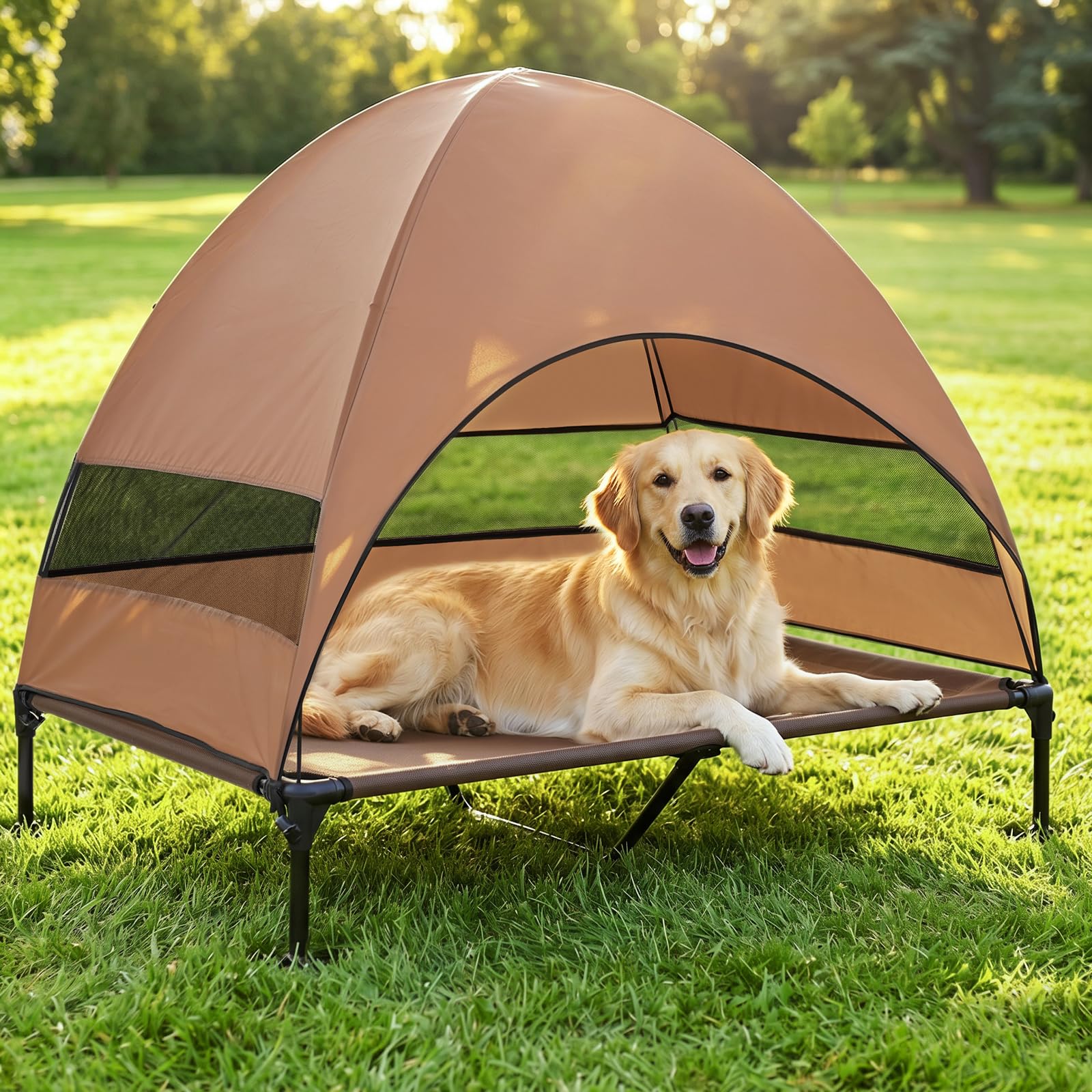Snagle Paw Hundeliege mit Dach & Erhöhtes Design - Stabiles Hundebett mit Antirutschfüßen, Breiter Schatten - Wasserdicht für Große Hunde Indoor/Outdoor, Camping & Garten — image 1