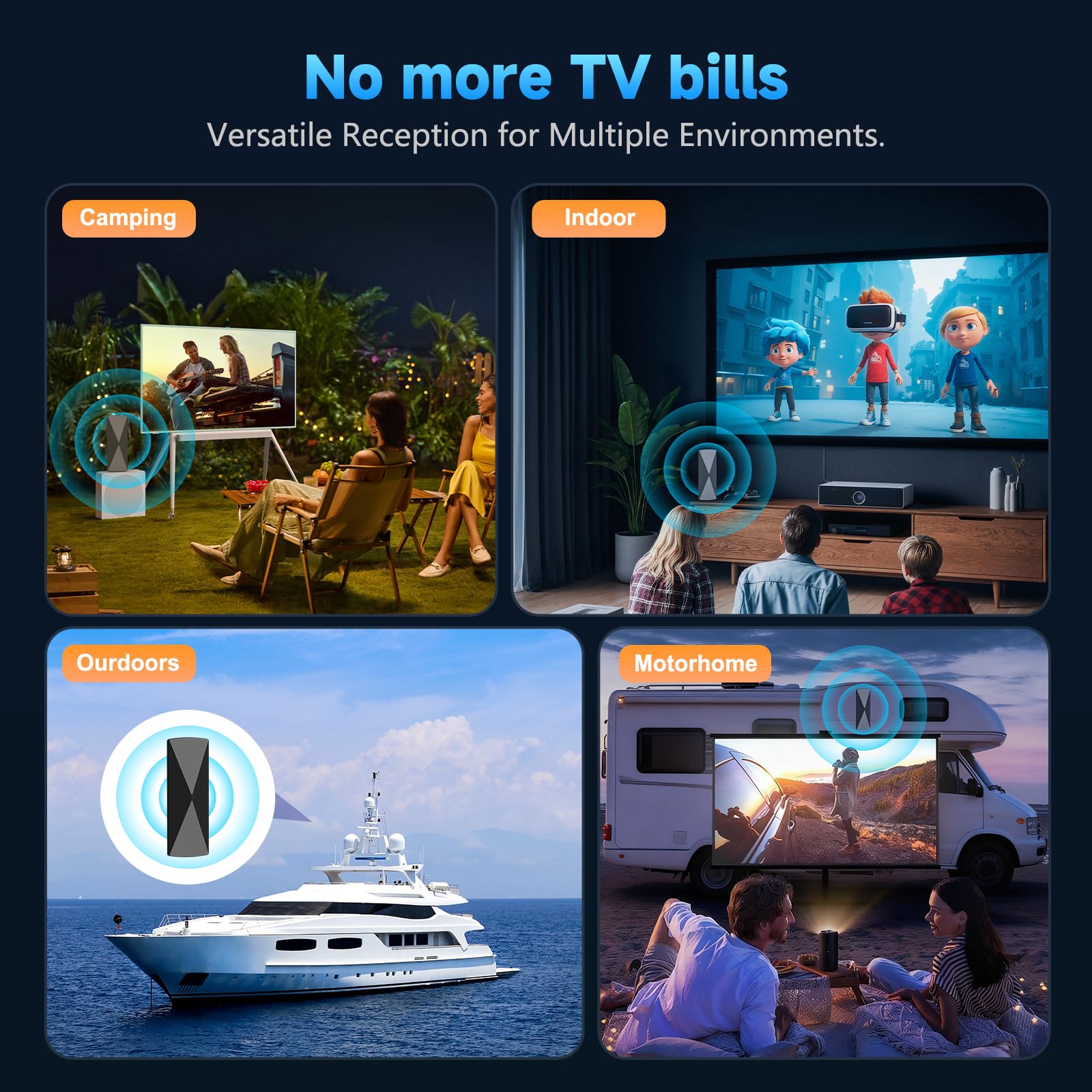 Antena de TV para Smart TV 2026, antena de TV digital interior para canales locales, recepción de alta ganancia de más de 3000 millas de largo alcance con amplificador compatible con 4K 1080P