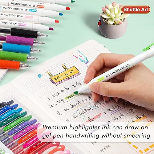 Miniatura 5 de Shuttle Art Paquete de 20 unidades, 10 colores de doble punta resaltadores y 10 colores retráctiles de tinta de gel, perfecto para niños y adultos