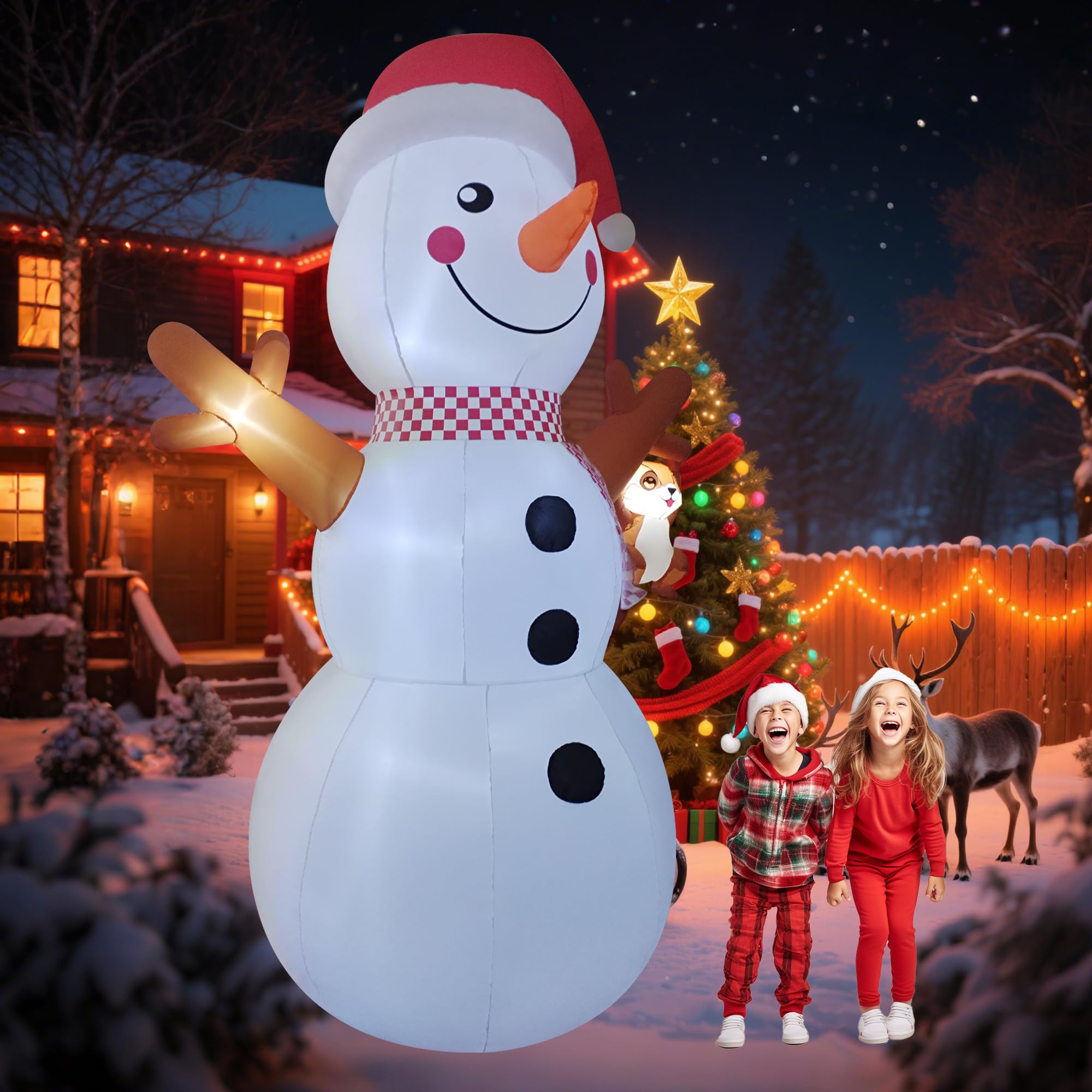 Décoration de Noël gonflable à DEL intégrée pour cour/pelouse/jardin (bonhomme de neige de 3,7 m)